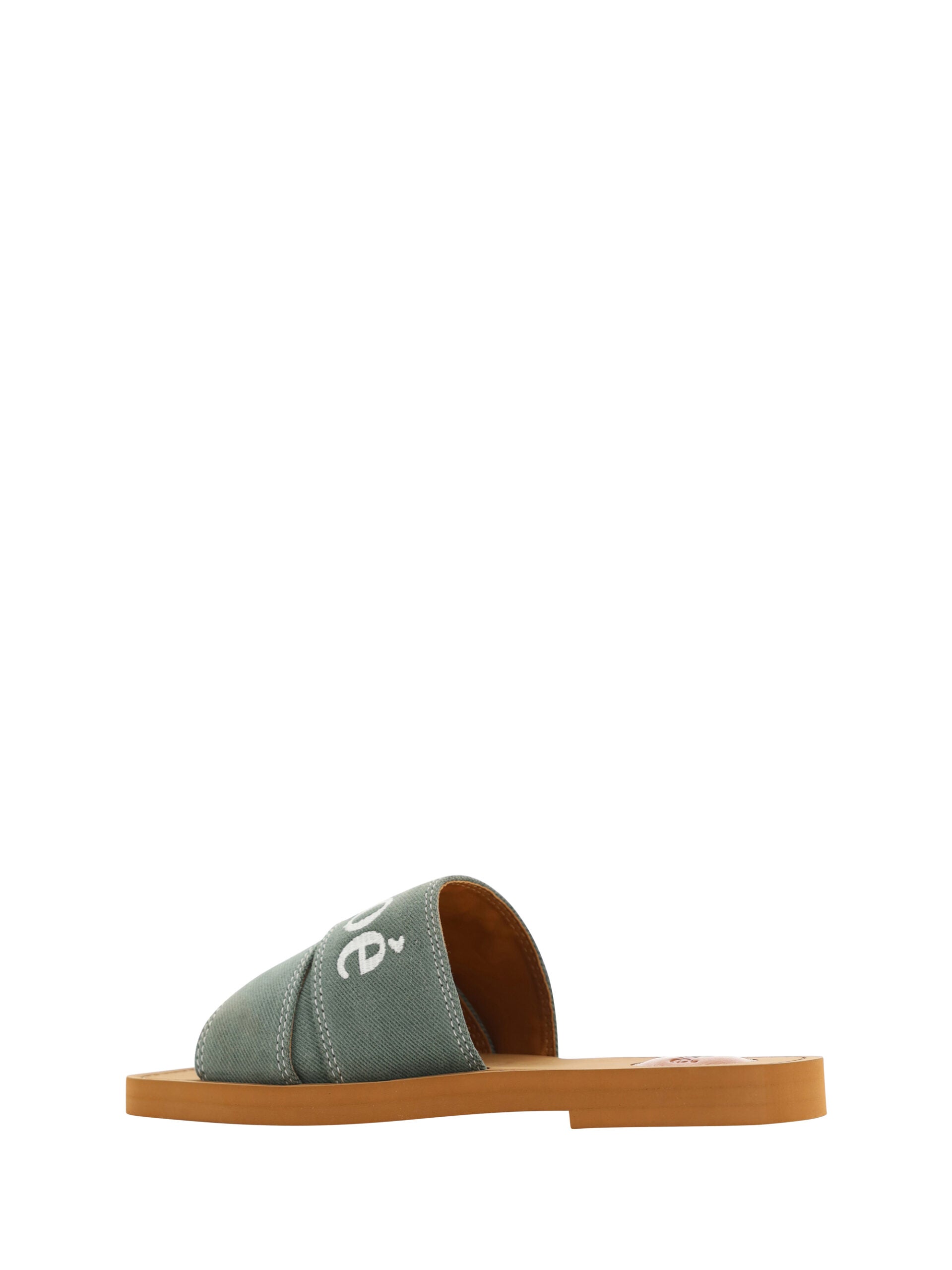 Chloé Elegant Forest Green Cotton Women's Slides