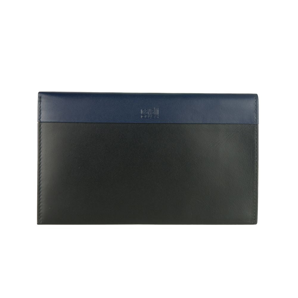 Cavalli Class Blue Calfskin Men Men's Wallet