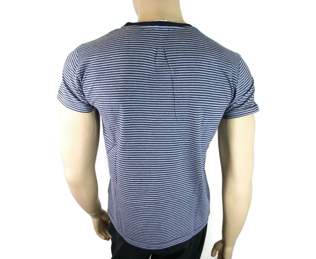 Saint Laurent Men's Blue Cotton Striped Crewneck T-shirt9