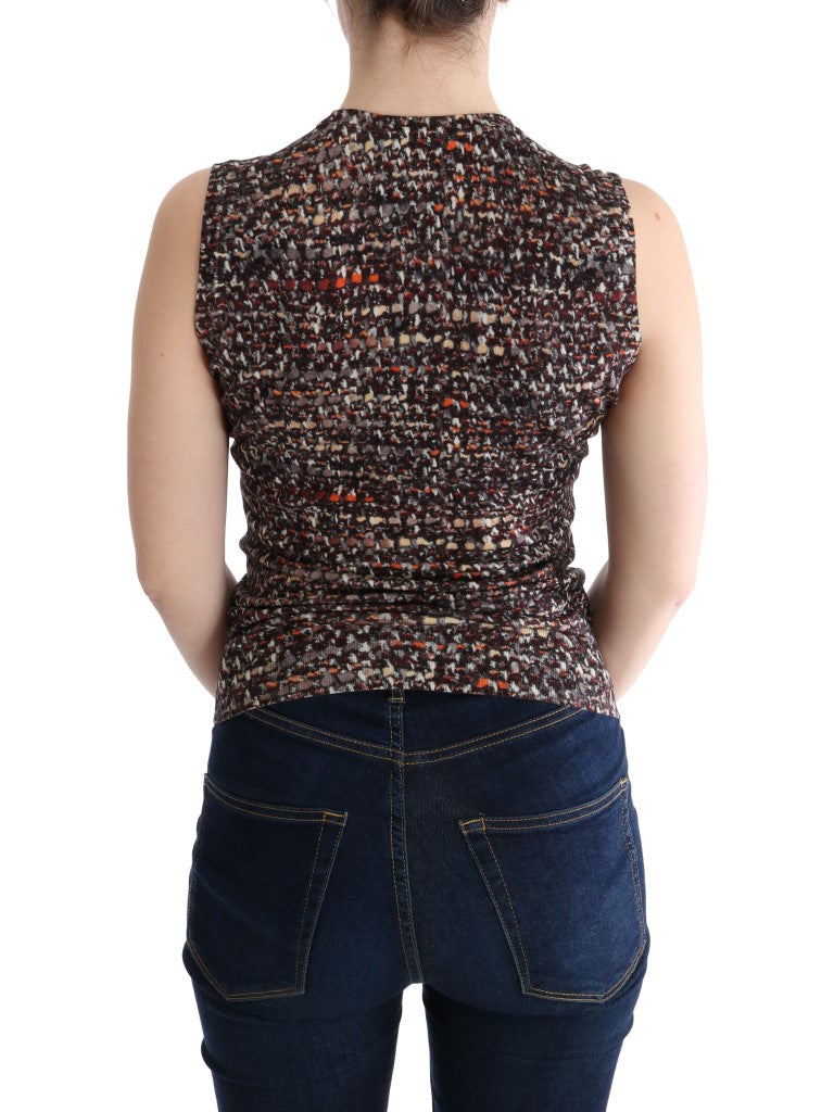 Dolce & Gabbana Sleeveless Multicolor Knit Wool Women's Top