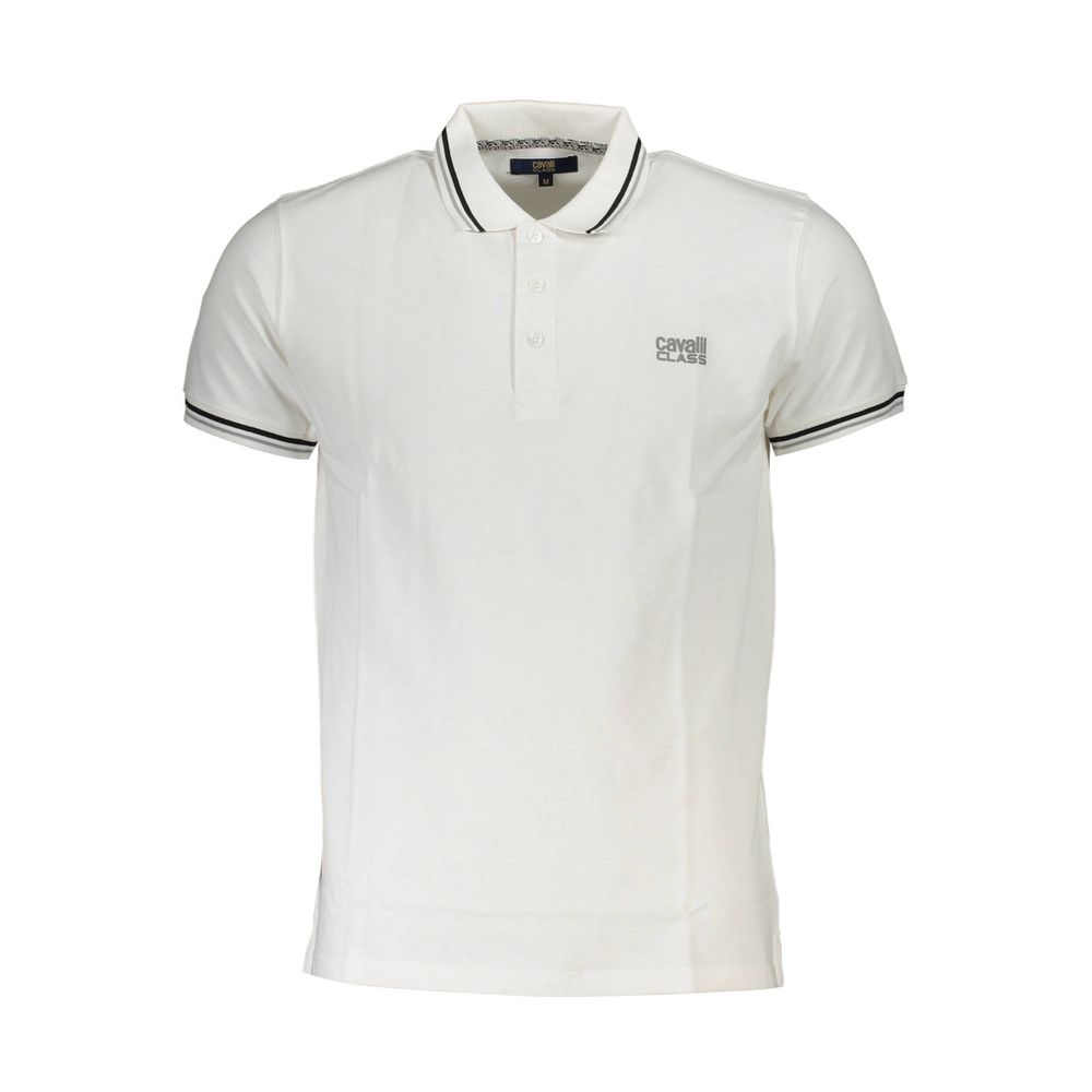 Cavalli Class White Cotton Polo Men's Shirt