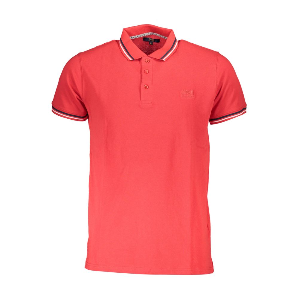 Cavalli Class Red Cotton Polo Men's Shirt