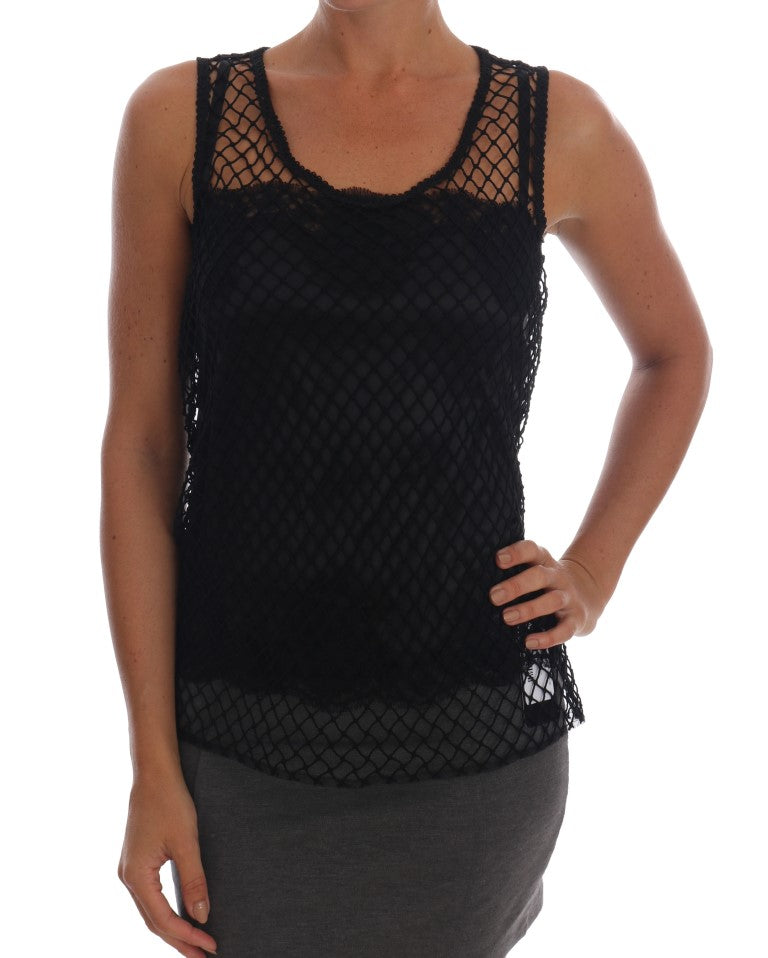 Dolce & Gabbana Elegant Black Lace Sleeveless Cami Women's Blouse