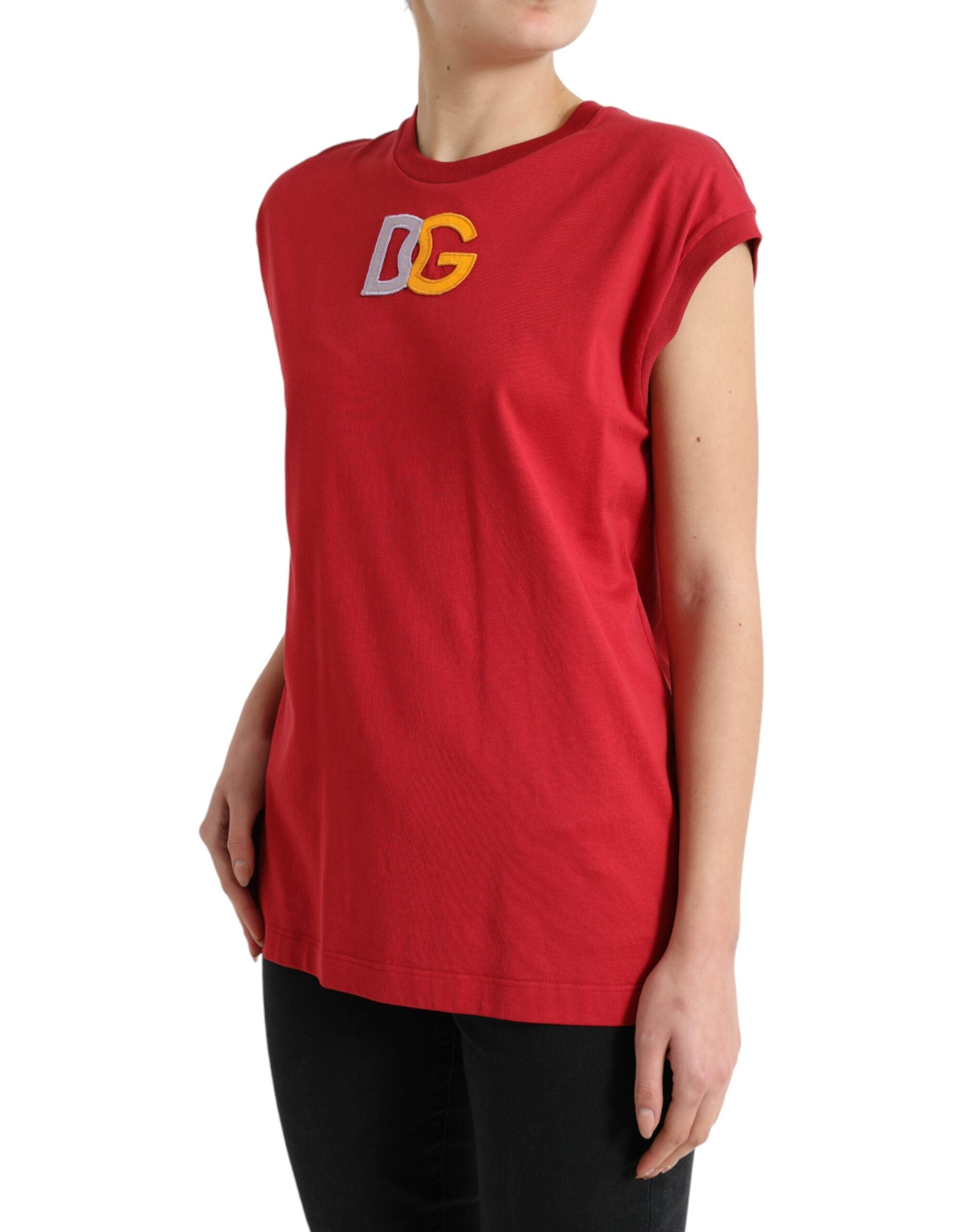 Dolce & Gabbana Elegant Red Cotton Crew Neck Tank Women's Top