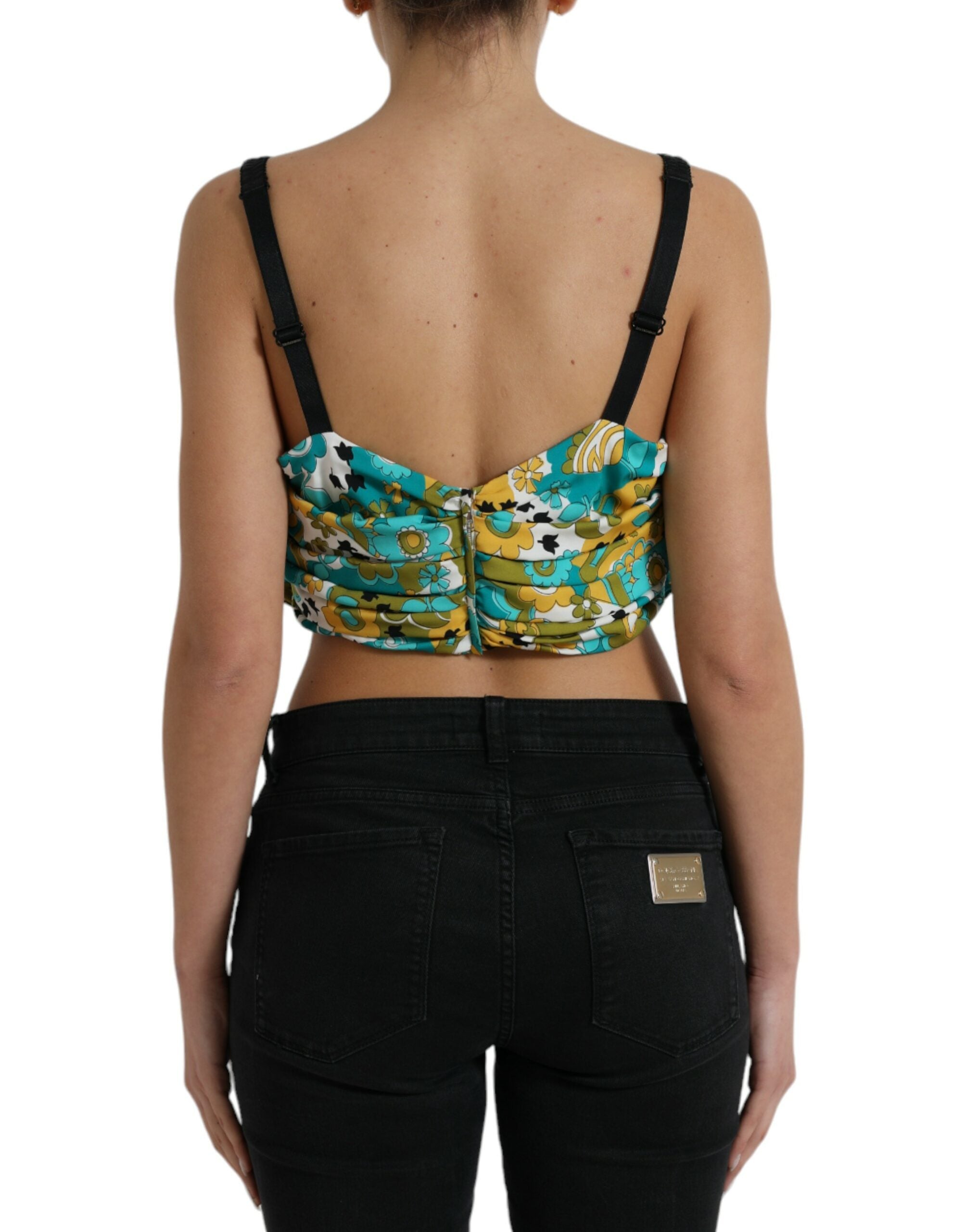 Dolce & Gabbana Elegant Floral Silk Blend Cropped Tank Women's Top