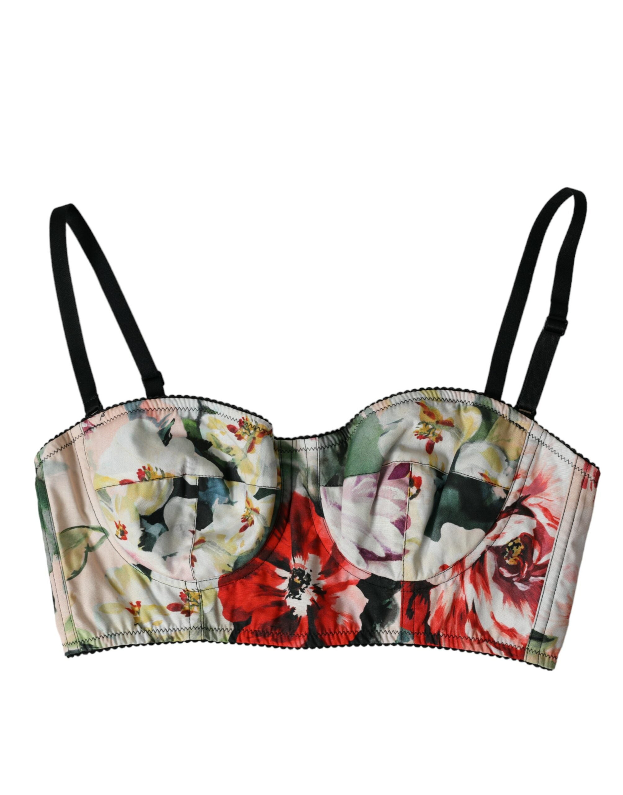 Dolce & Gabbana Multicolor Floral Bustier Crop Women's Top