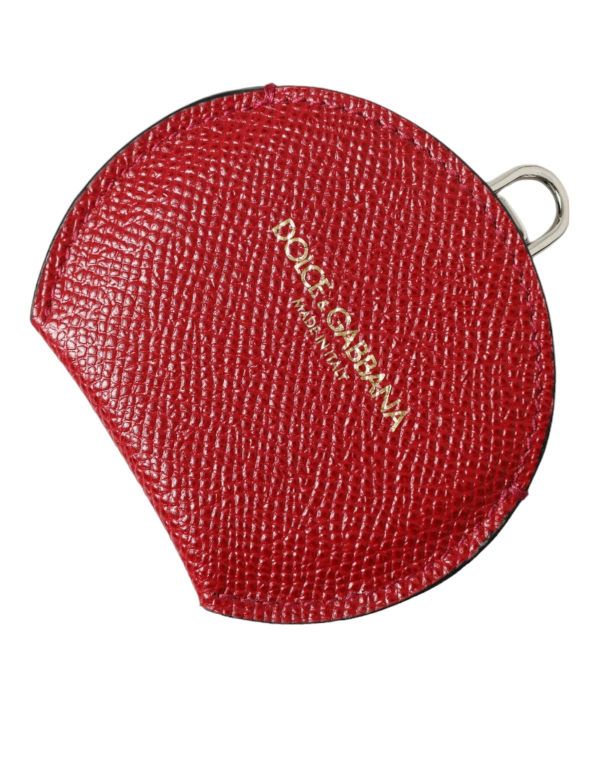 Dolce & Gabbana Elegant Red Leather Mirror Women's Holder