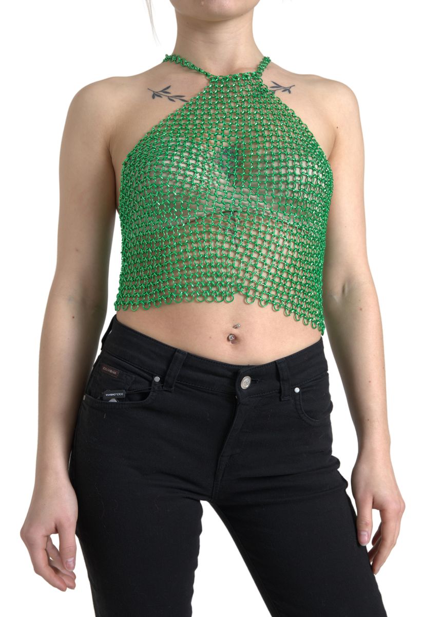 Dolce & Gabbana Emerald Halter Cropped Tank Women's Top