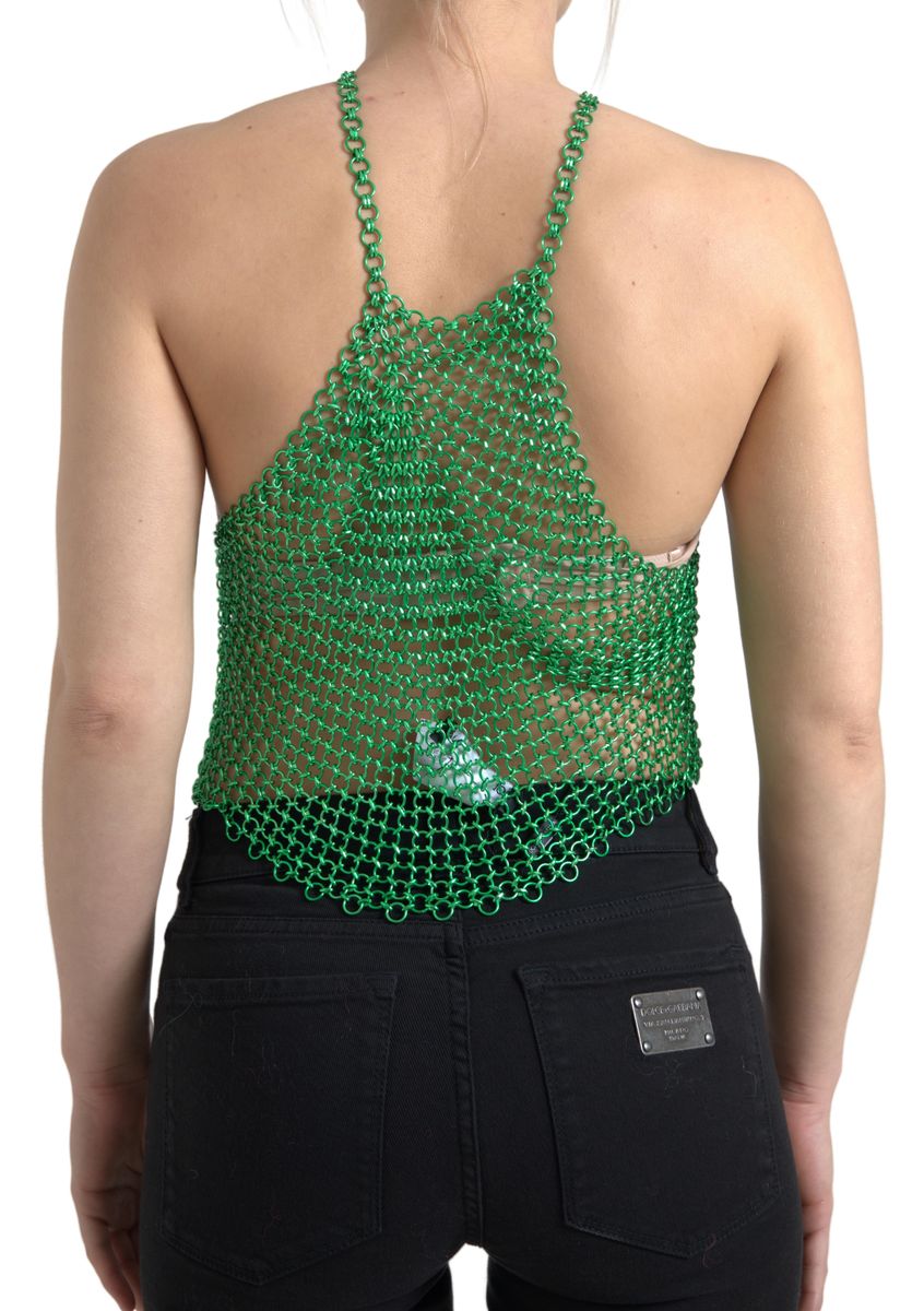 Dolce & Gabbana Emerald Halter Cropped Tank Women's Top