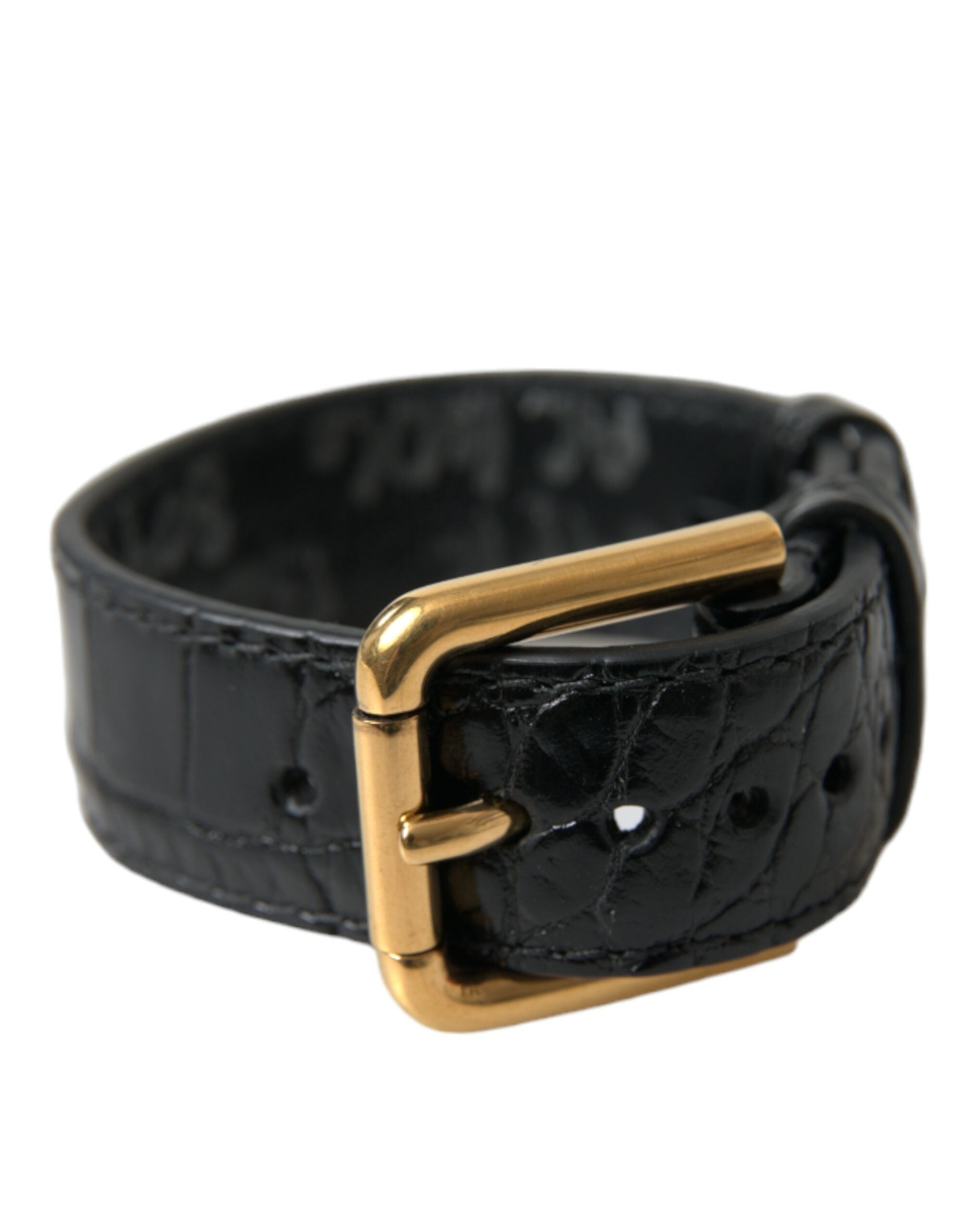 Dolce & Gabbana Elegant Gold Black Leather Women's Bracelet