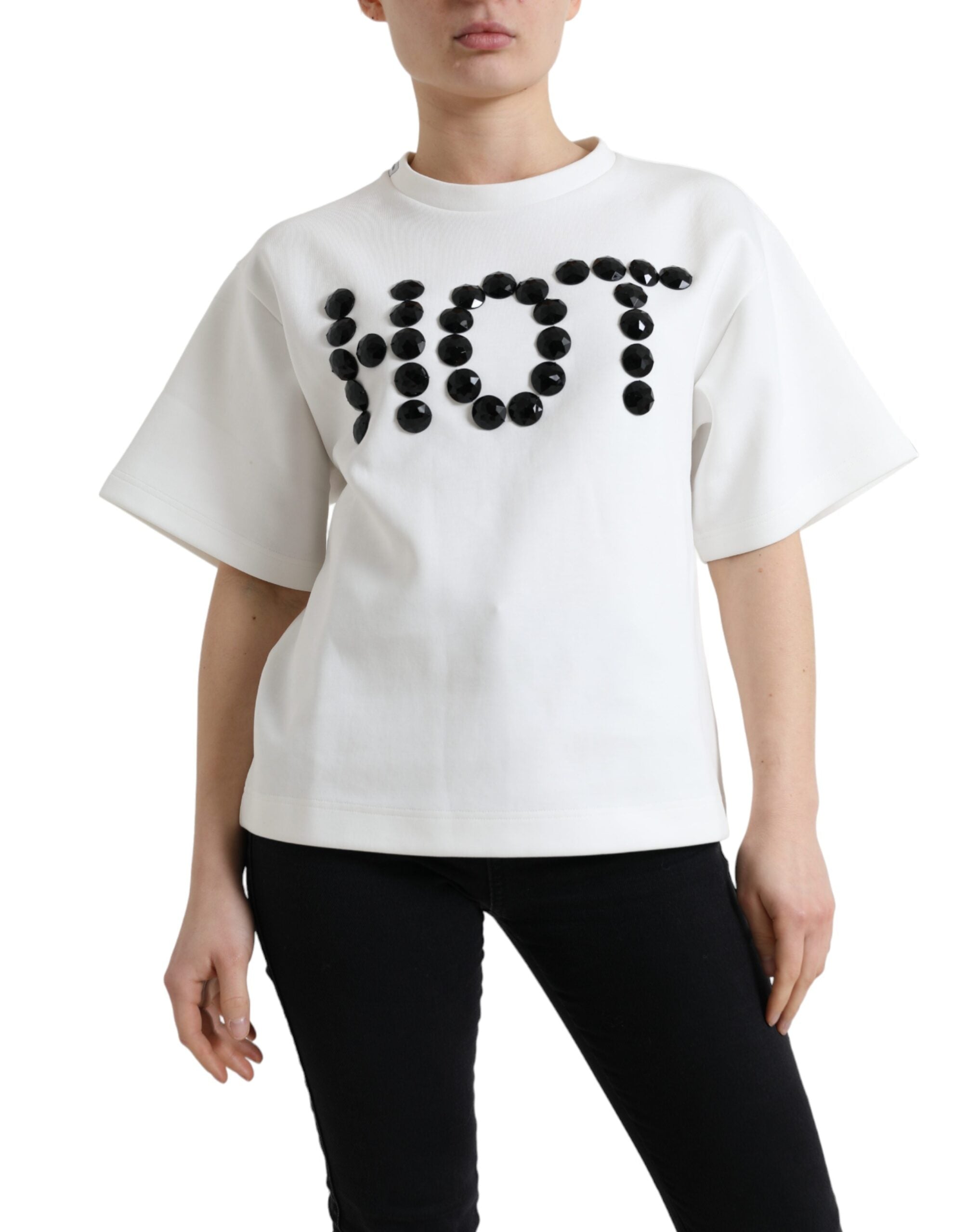 Dolce & Gabbana Embellished Crew Neck Fashion Women's Tee