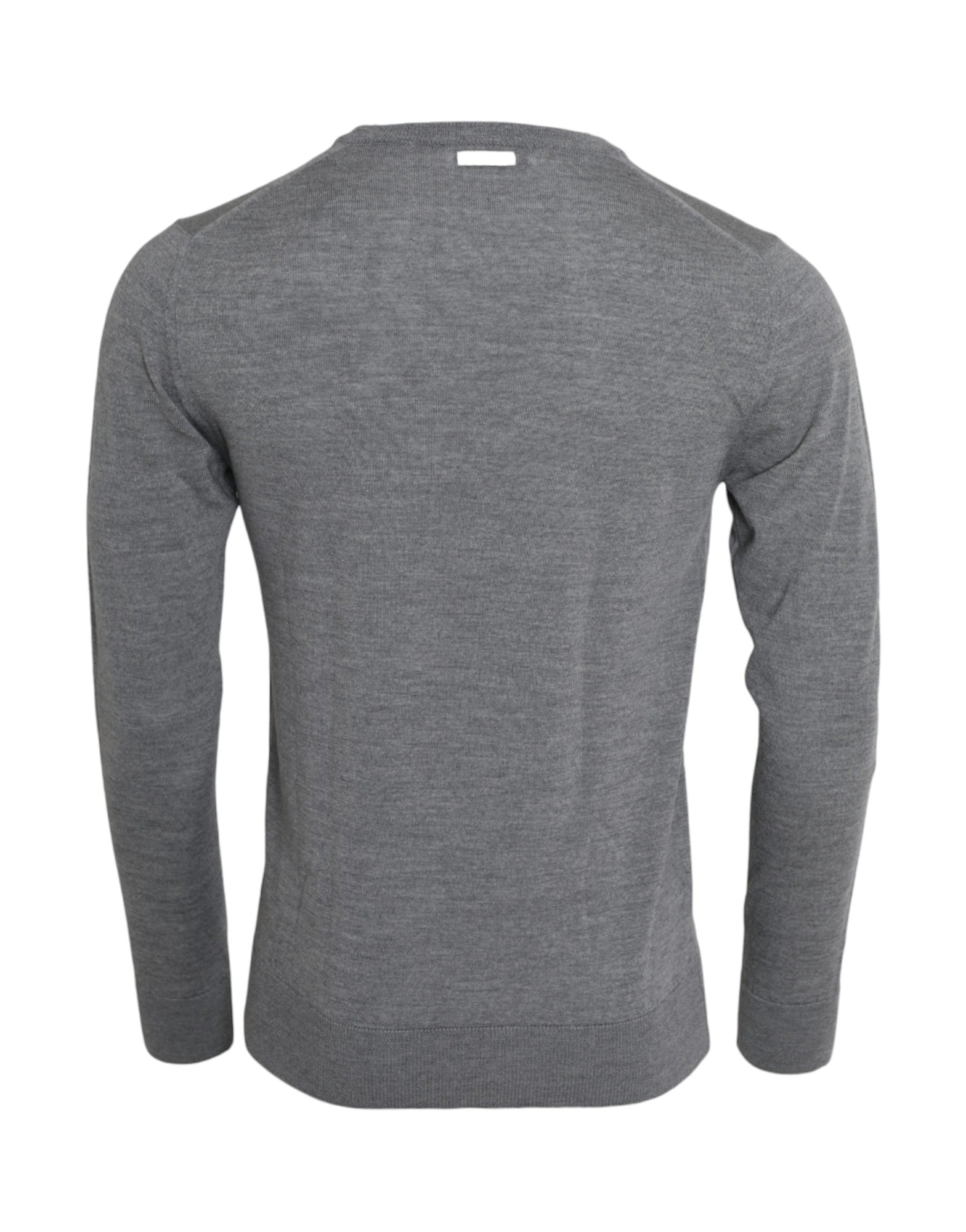 Dolce & Gabbana Ash Gray Wool Crew Neck Pullover Men's Sweater