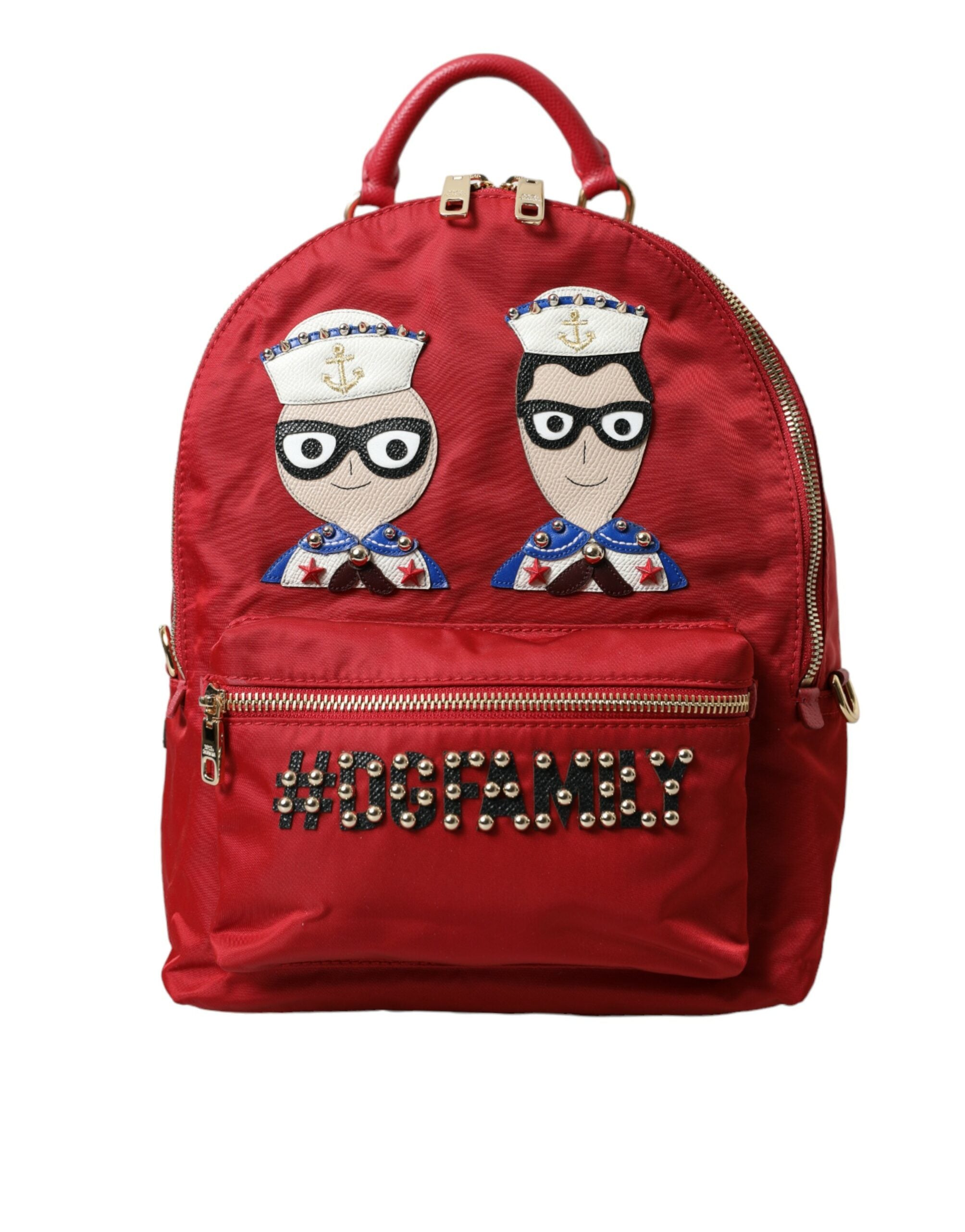 Dolce & Gabbana Embellished Red Backpack with Gold Women's Detailing