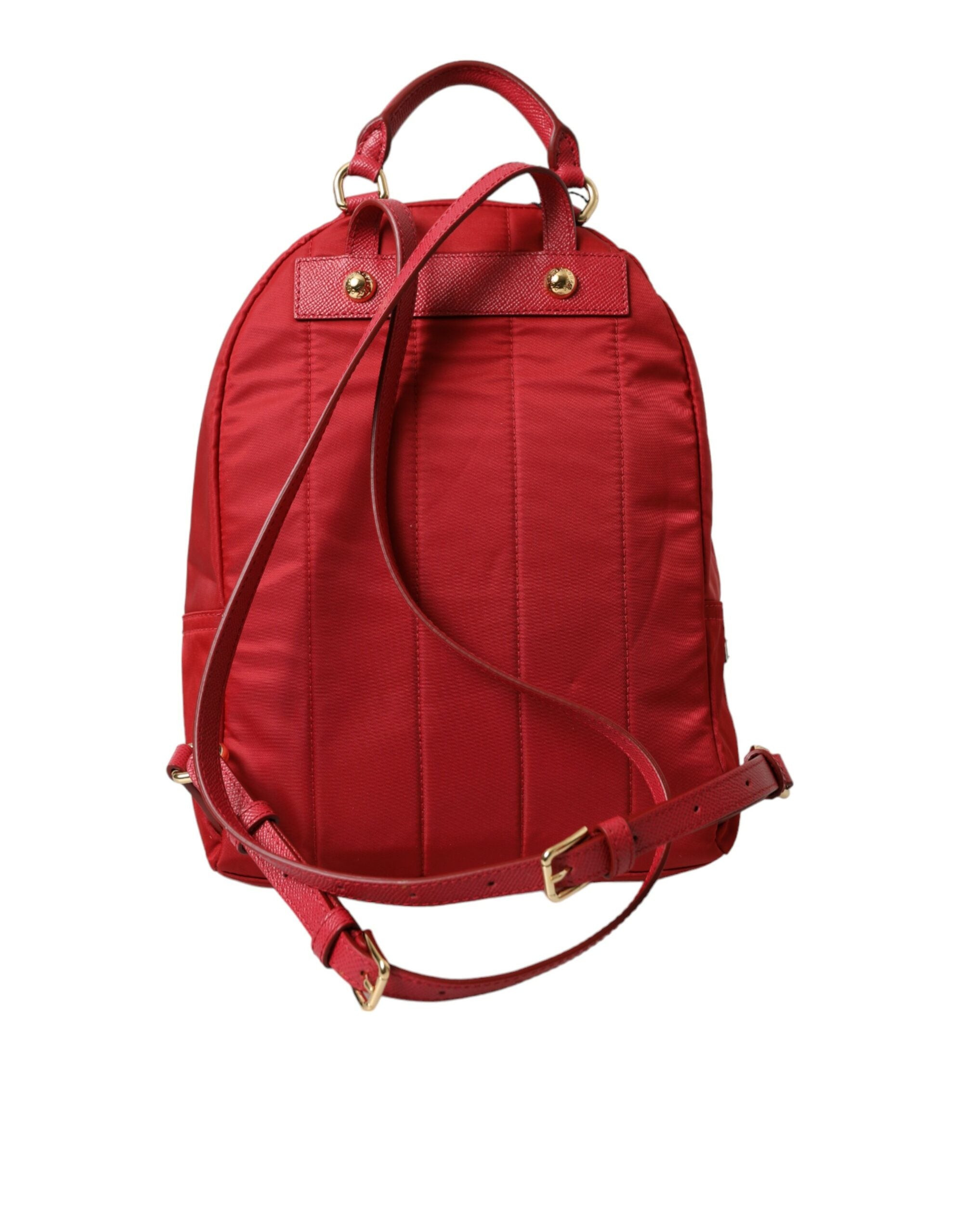 Dolce & Gabbana Embellished Red Backpack with Gold Women's Detailing