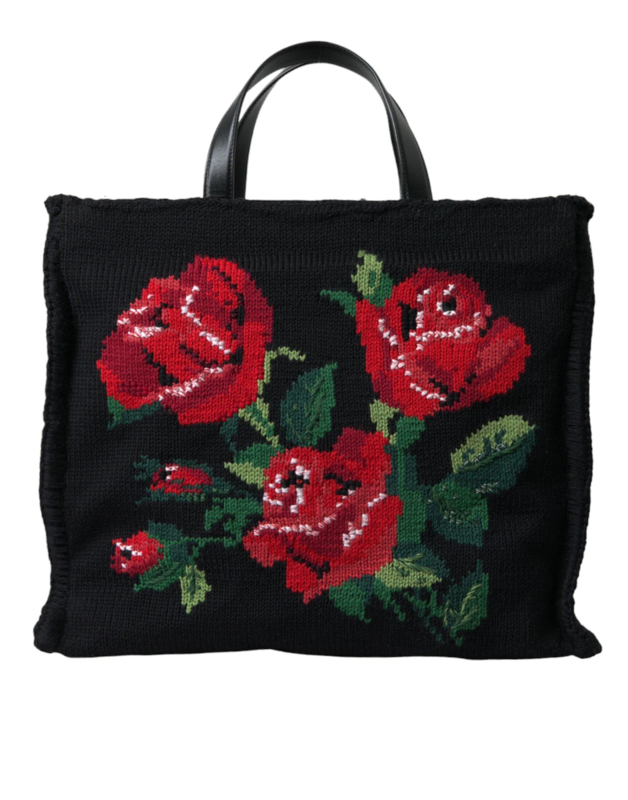 Dolce & Gabbana Chic Embroidered Floral Black Women's Tote