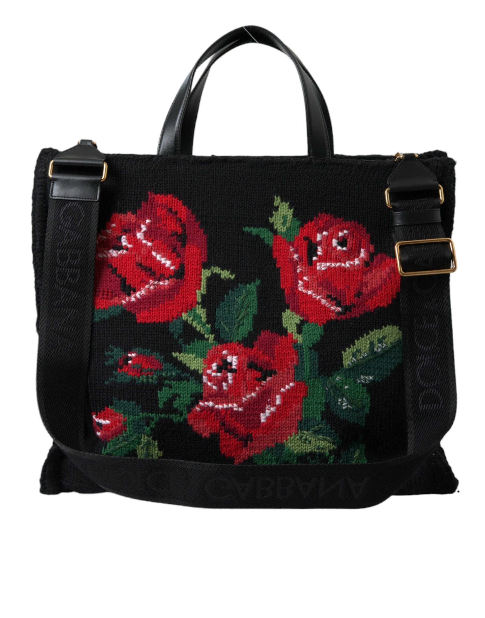 Dolce & Gabbana Chic Embroidered Floral Black Women's Tote