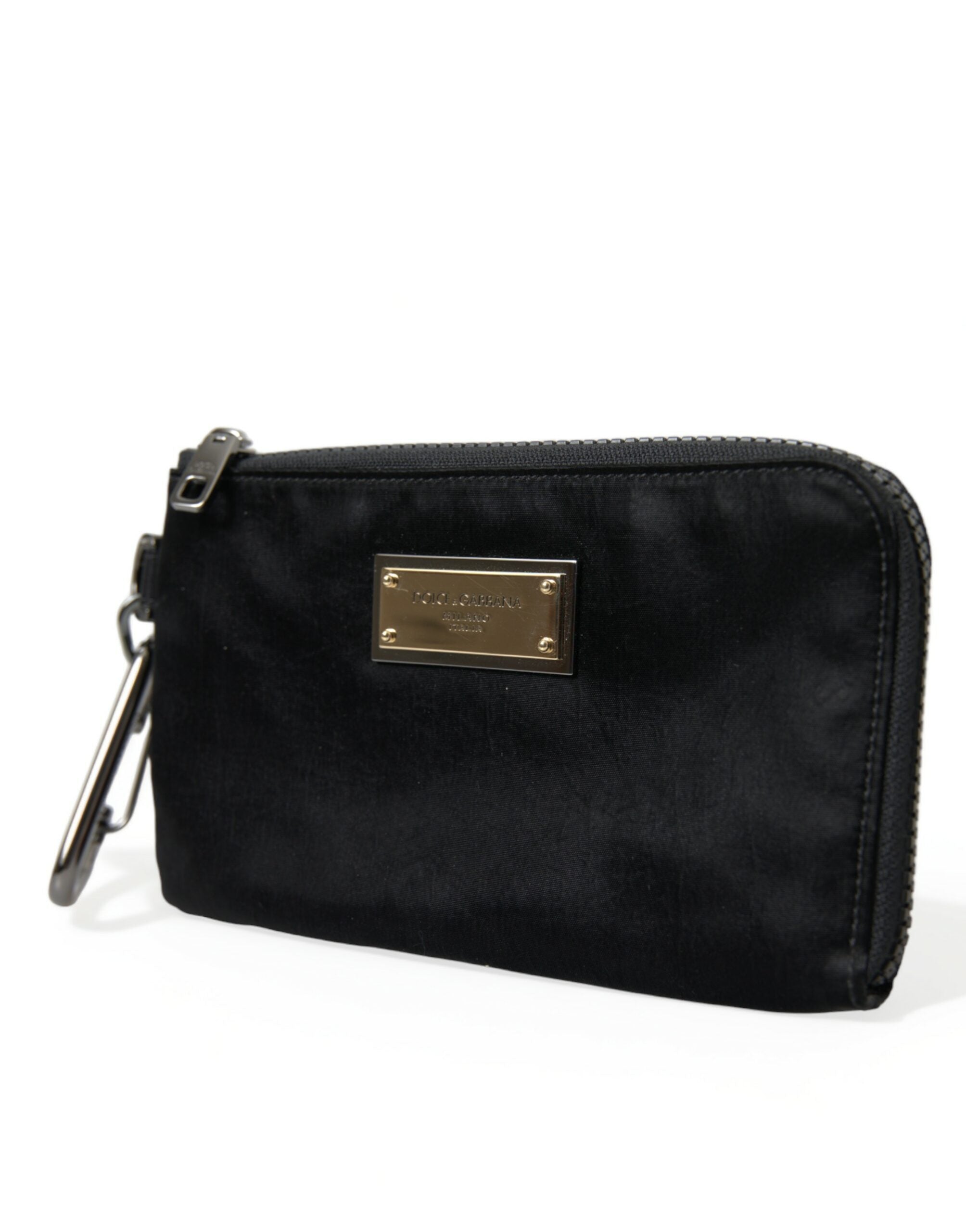 Dolce & Gabbana Sleek Designer Nylon-Leather Pouch in Men's Black