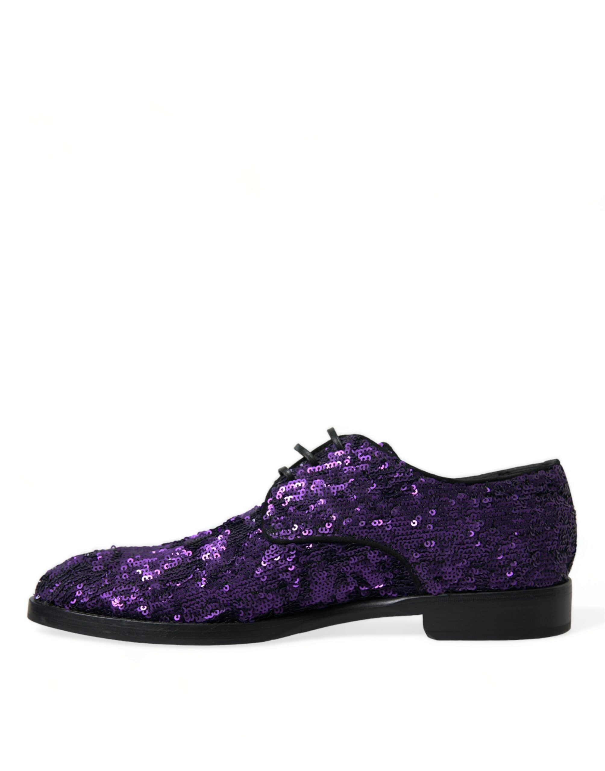 Dolce & Gabbana Elegant Sequined Oxford Dress Men's Shoes