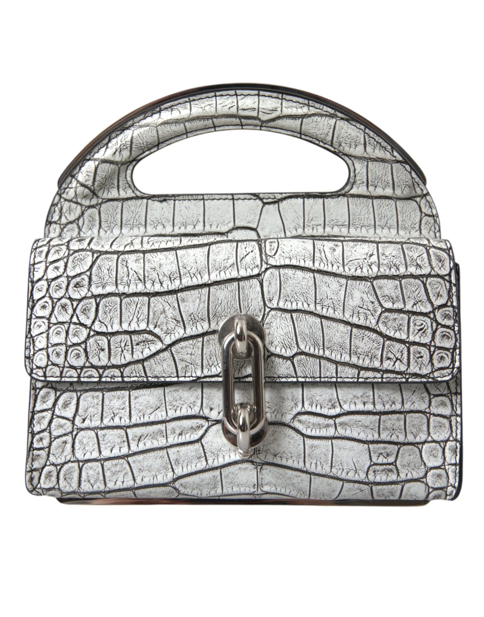 Balenciaga Metallic Silver Alligator Leather Mini Women's Bag