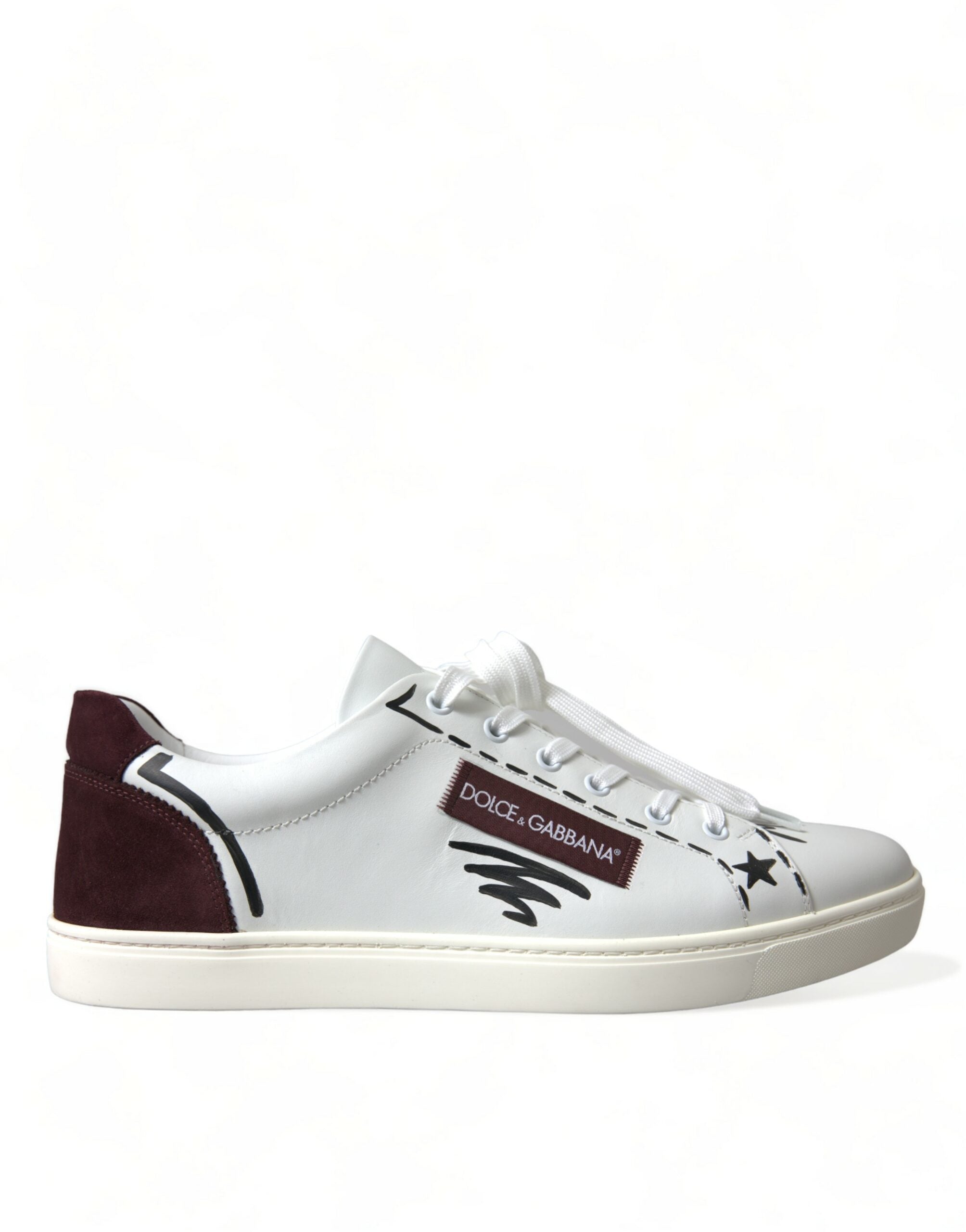 Dolce & Gabbana Exclusive White Bordeaux Low Top Men's Sneakers