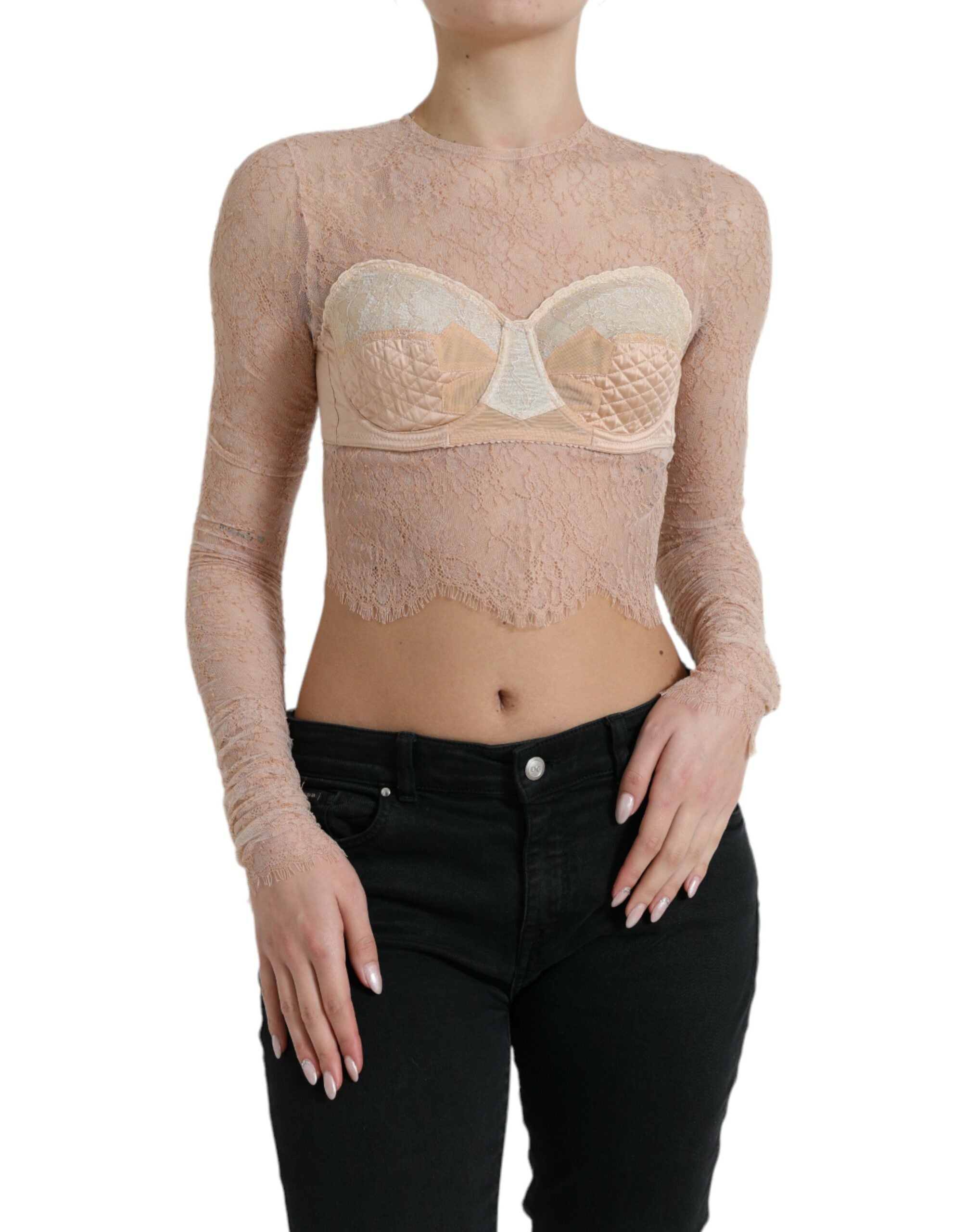 Dolce & Gabbana Elegant Lace Bustier Cropped Women's Top