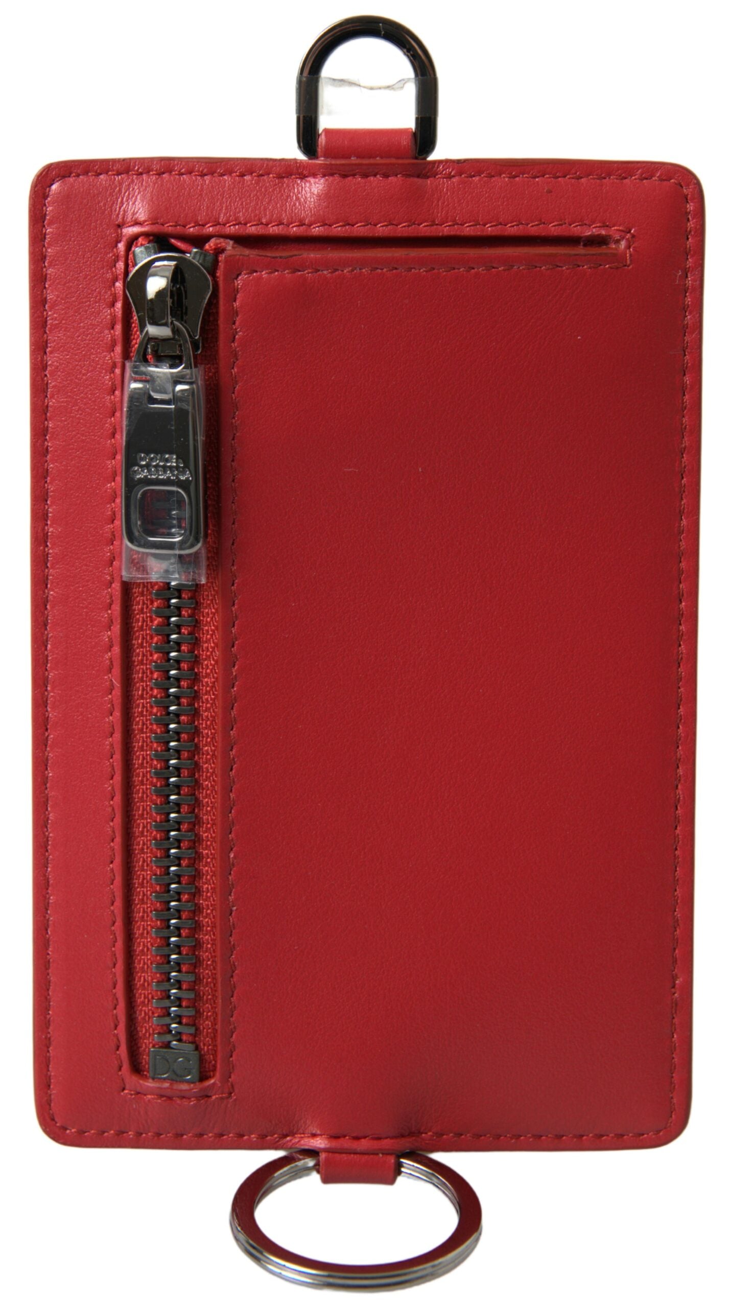 Dolce & Gabbana Elegant Red Leather Lanyard Card Men's Holder