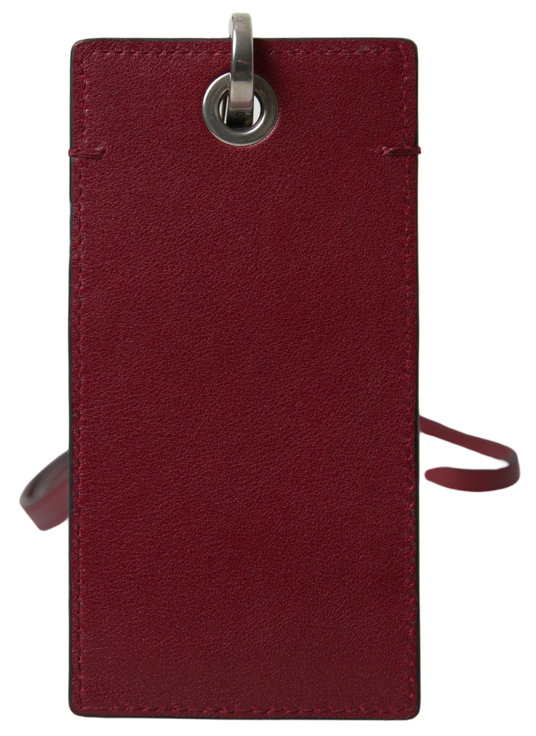 Dolce & Gabbana Elegant Red Leather Cardholder with Men's Lanyard