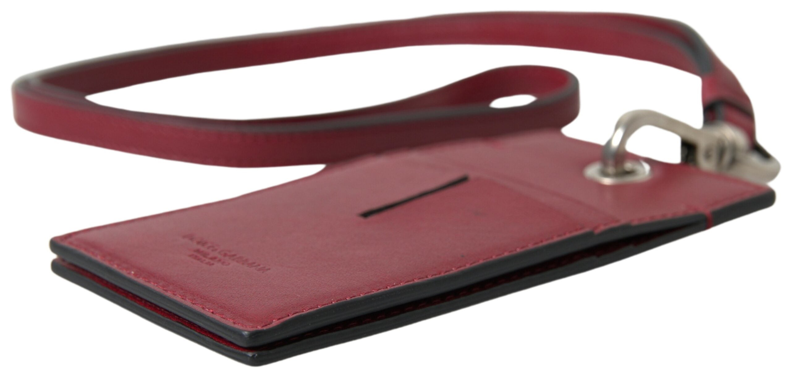 Dolce & Gabbana Elegant Red Leather Cardholder with Men's Lanyard