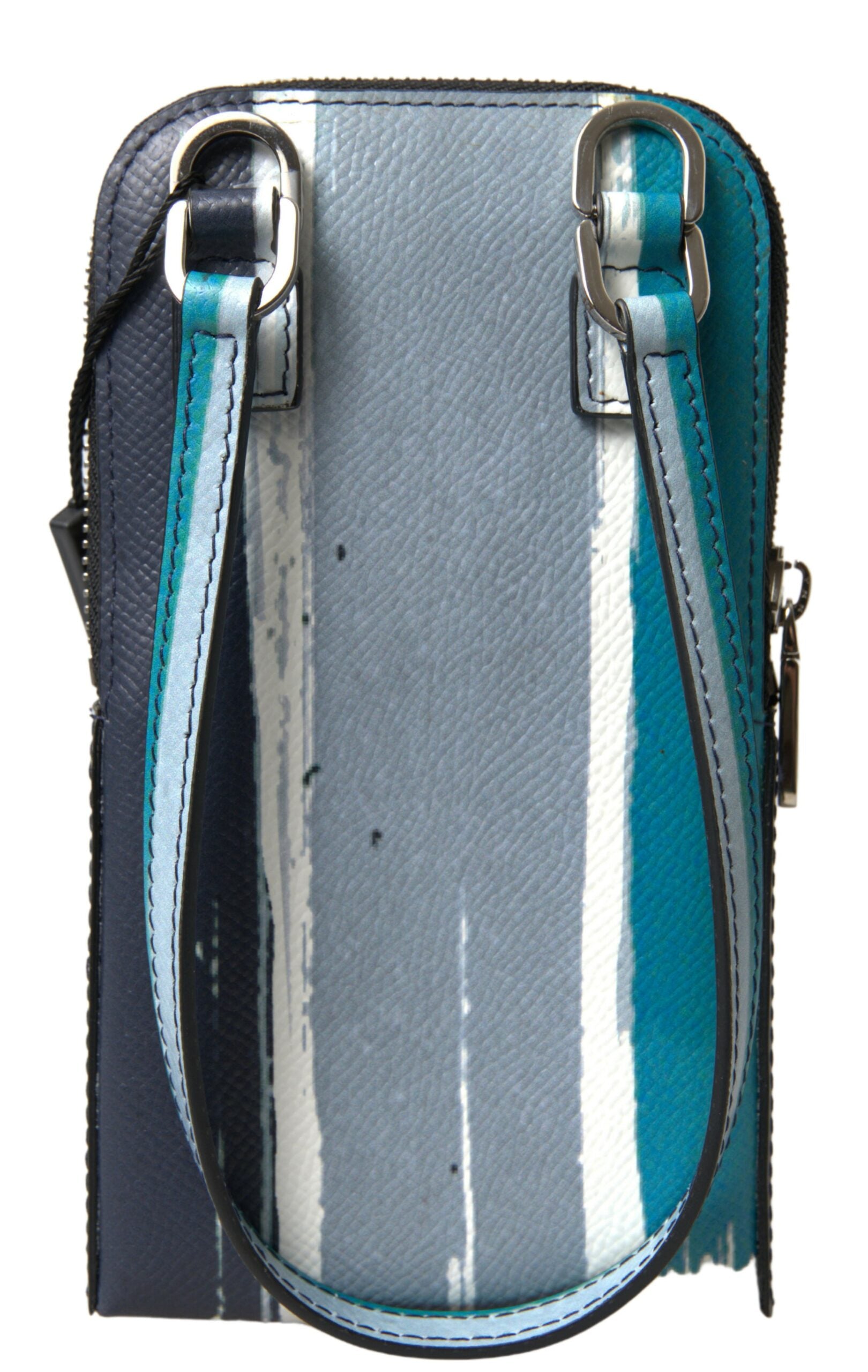 Dolce & Gabbana Elegant Leather Crossbody Phone Bag in Blue & Men's White