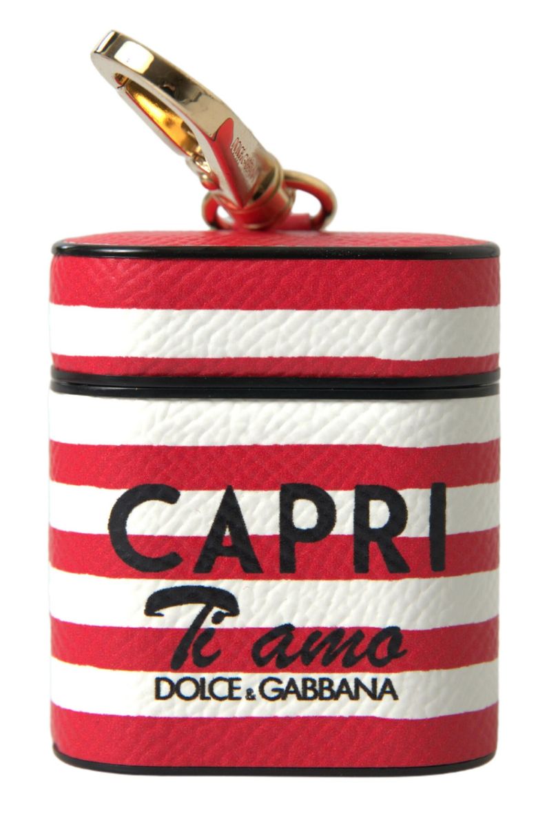 Dolce & Gabbana Elegant Red Leather Airpods Women's Case