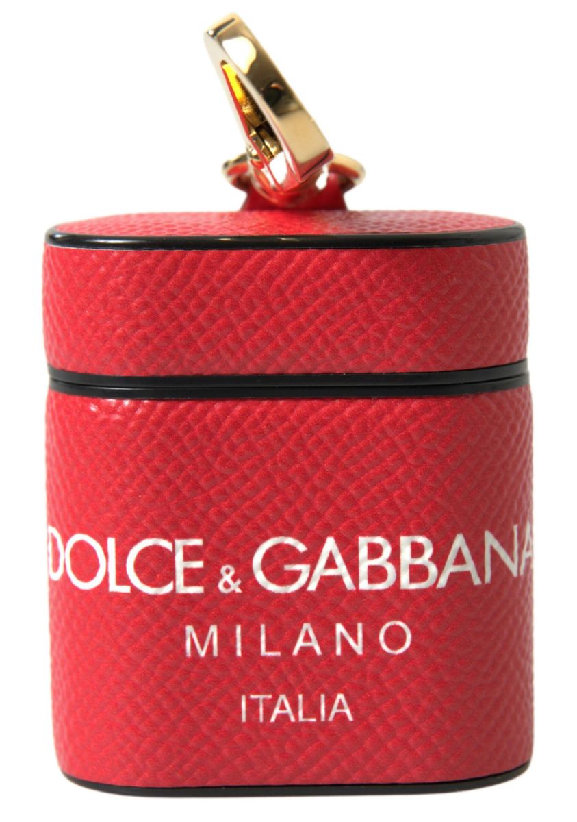 Dolce & Gabbana Elegant Red Leather Airpods Women's Case