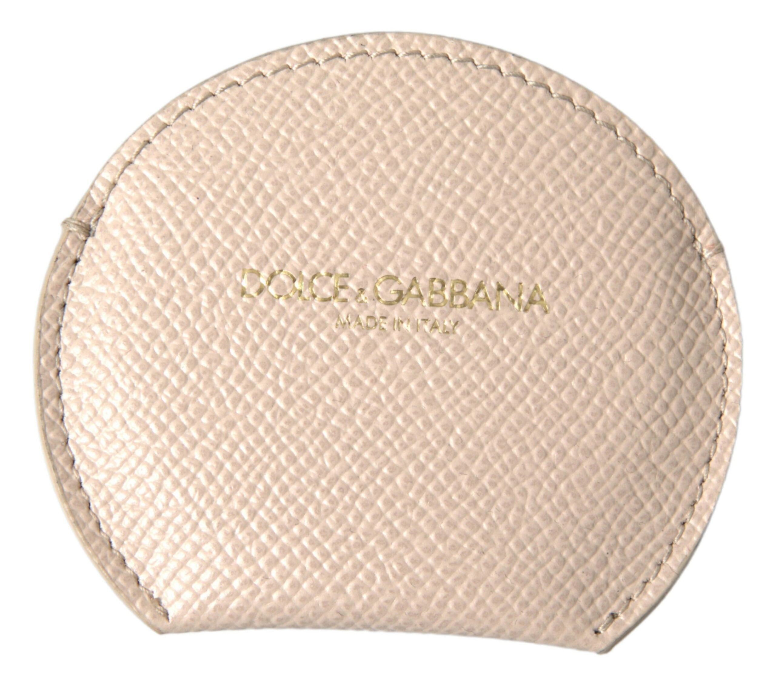 Dolce & Gabbana Elegant Calfskin Leather Hand Mirror Women's Holder