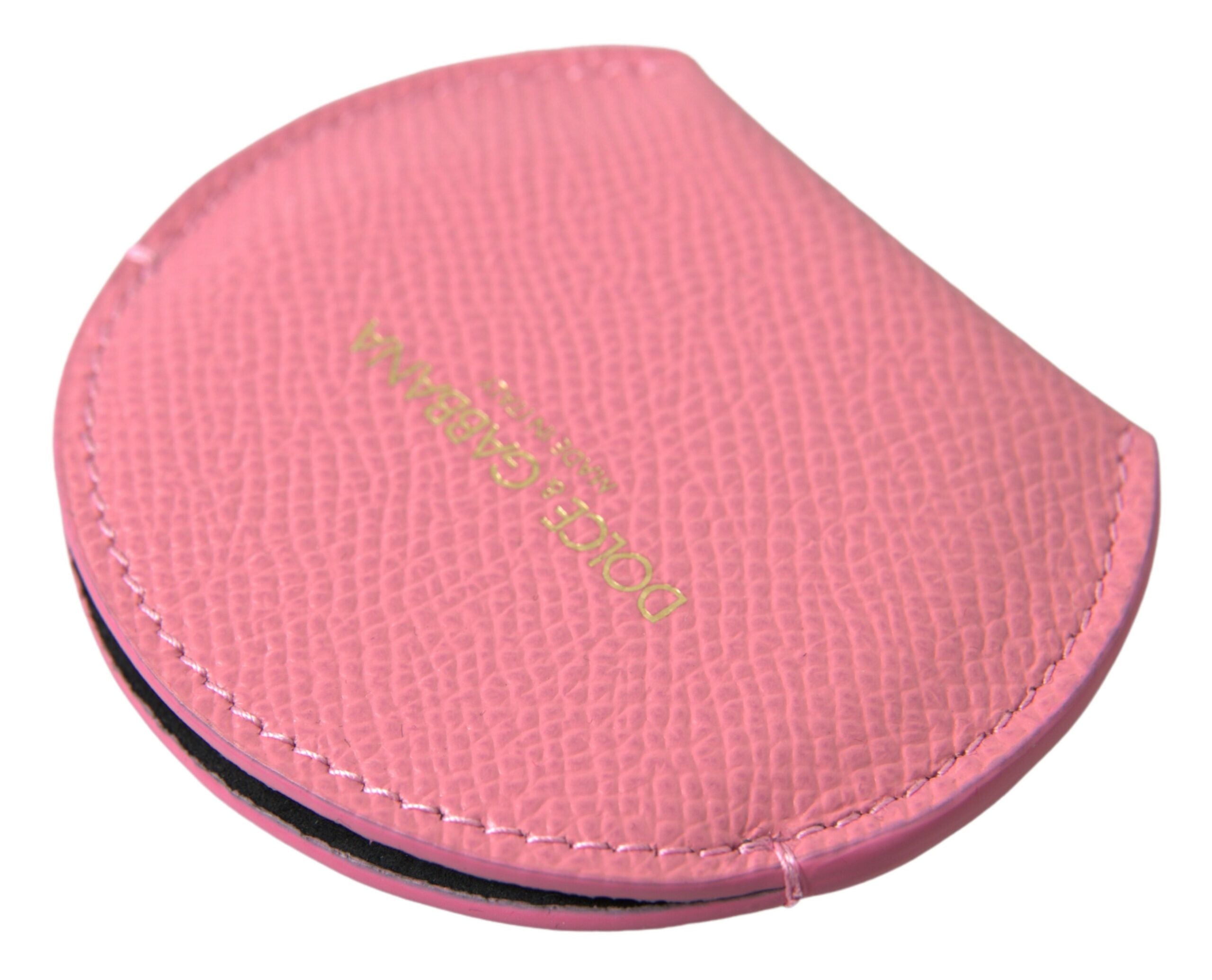 Dolce & Gabbana Elegant Pink Leather Mirror Women's Holder