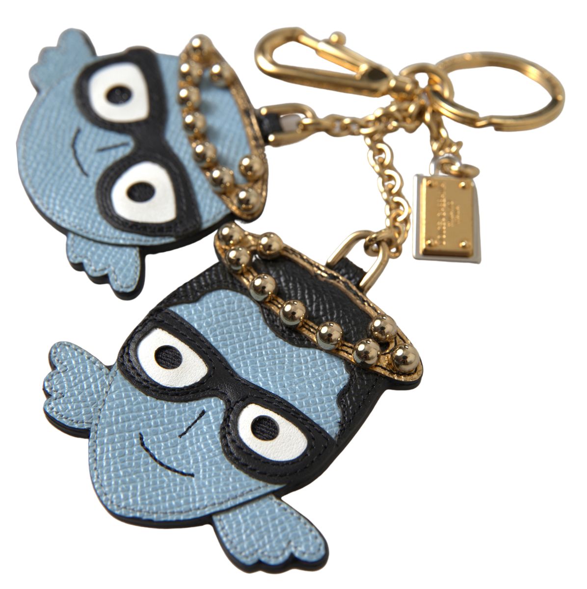 Dolce & Gabbana Chic Blue Leather Keychain with Gold Women's Accents