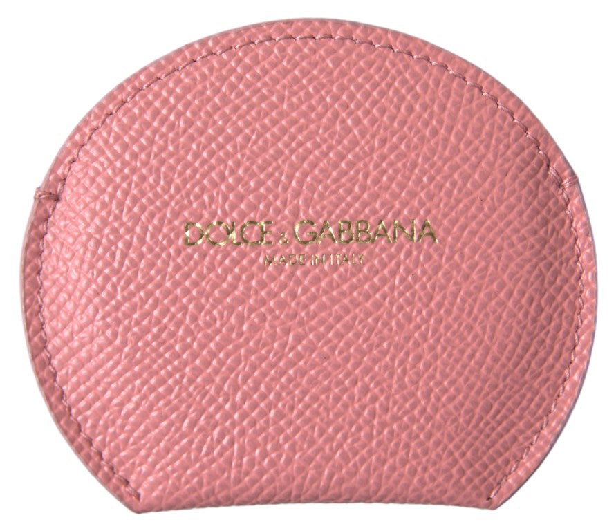 Dolce & Gabbana Chic Pink Leather Hand Mirror Women's Holder