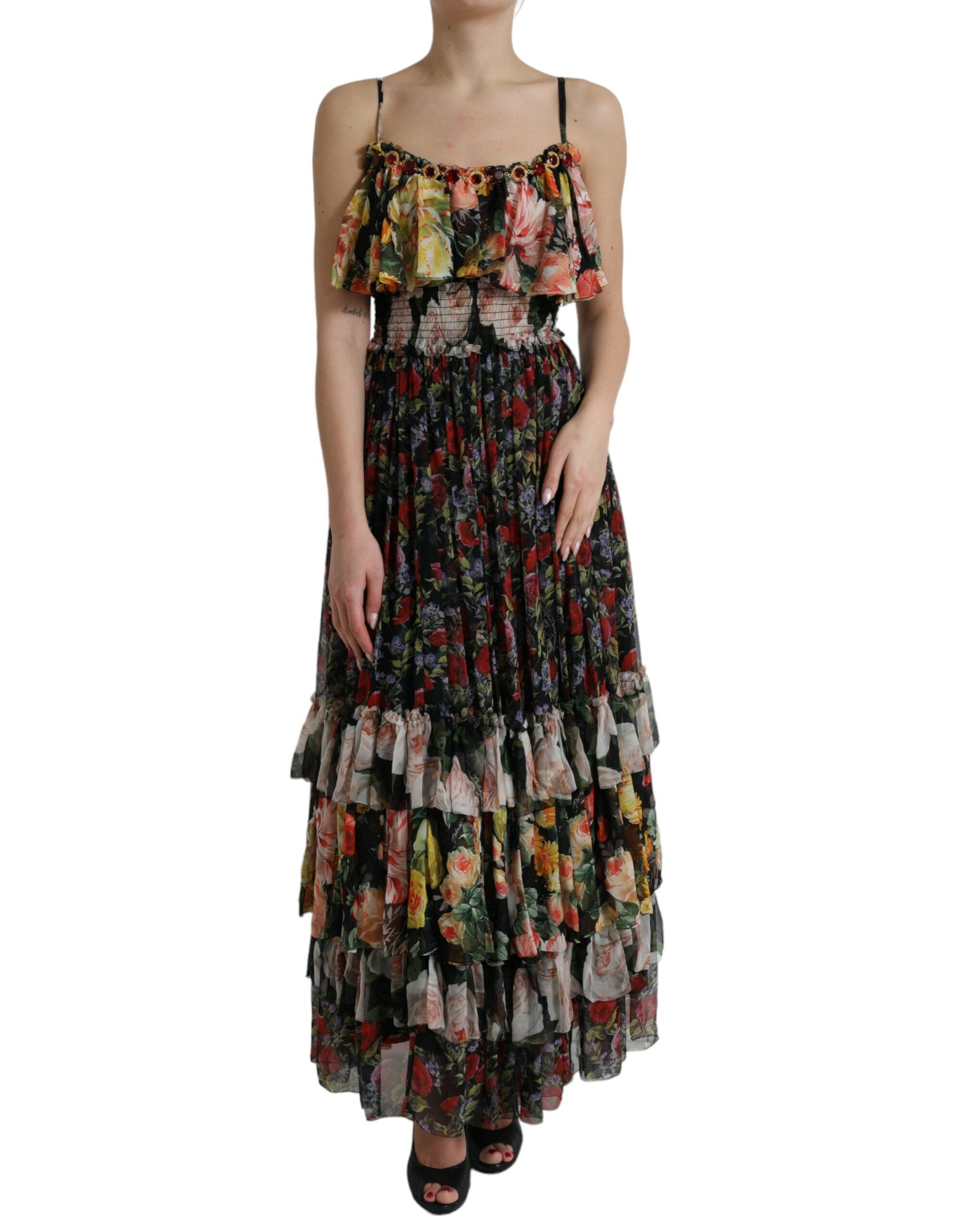 Dolce & Gabbana Vibrant Silk Floral Maxi Women's Dress