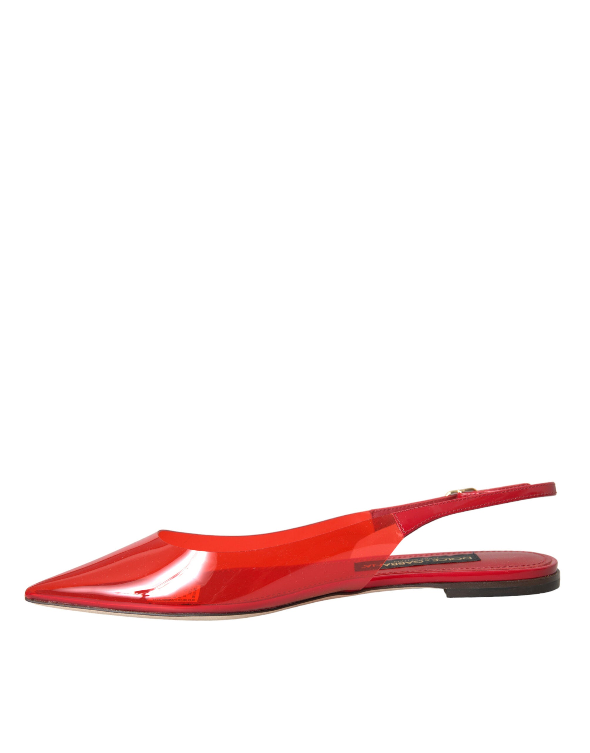 Dolce & Gabbana Red PVC Slingback Clear Flats Sandals Women's Shoes