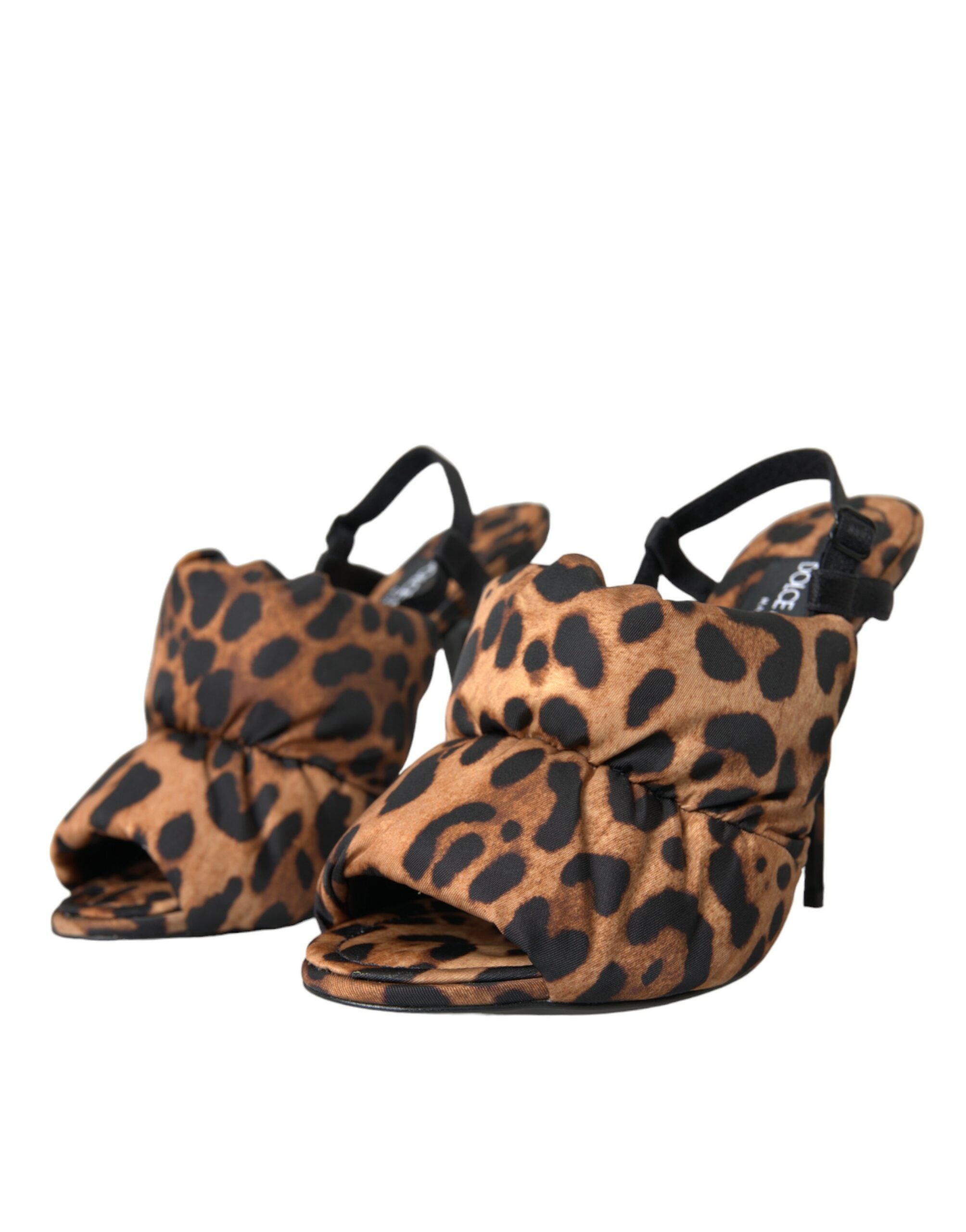 Dolce & Gabbana Brown Leopard Slingback Heels Sandals Women's Shoes