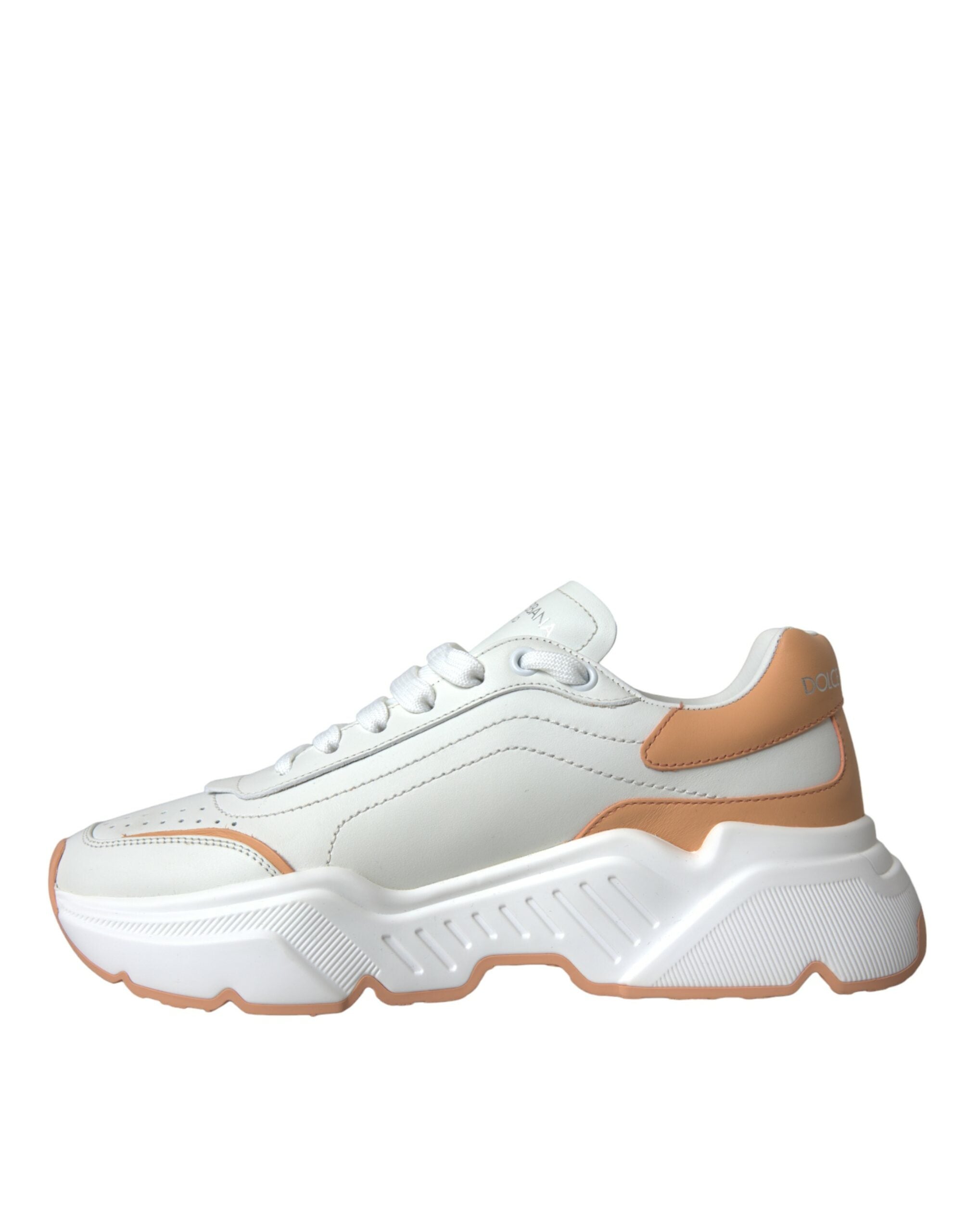 Dolce & Gabbana White Peach DAYMASTER Leather Sneakers Women's Shoes