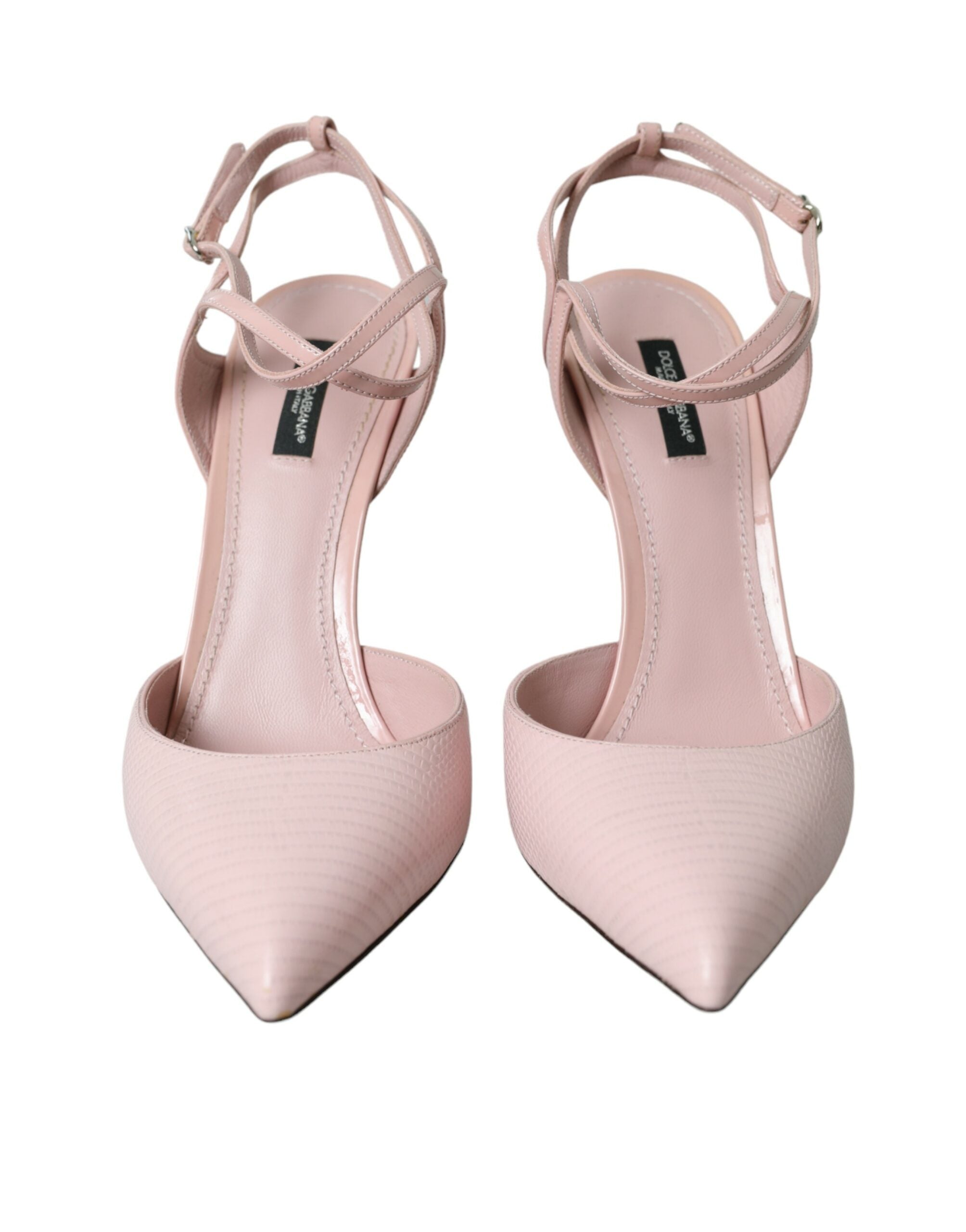 Dolce & Gabbana Pink Leather Ankle Strap Heels Pumps Women's Shoes