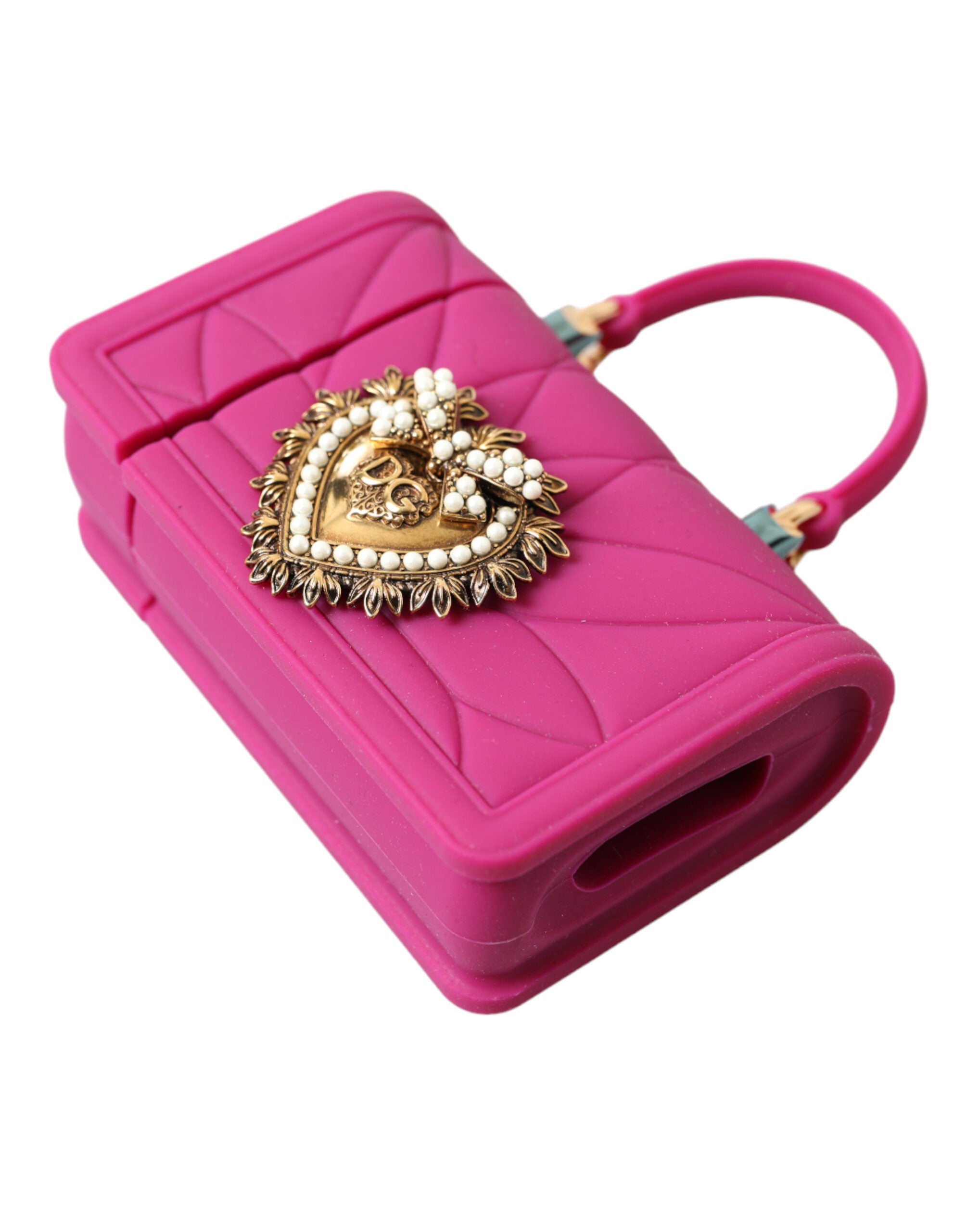 Dolce & Gabbana Chic Quilted Silicone Airpods Case - Pink & Women's Gold