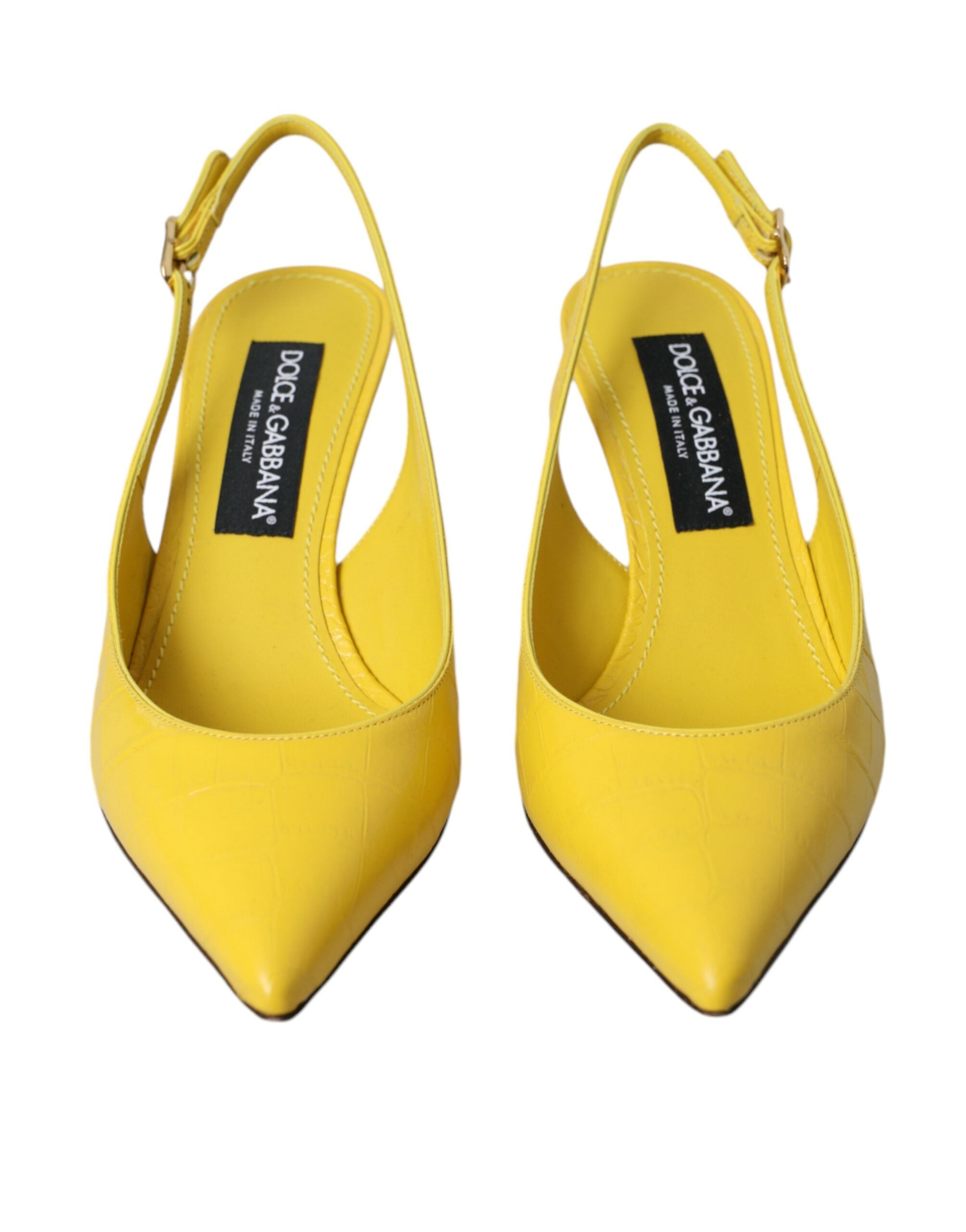 Dolce & Gabbana Yellow Leather Slingbacks Heels Women's Shoes