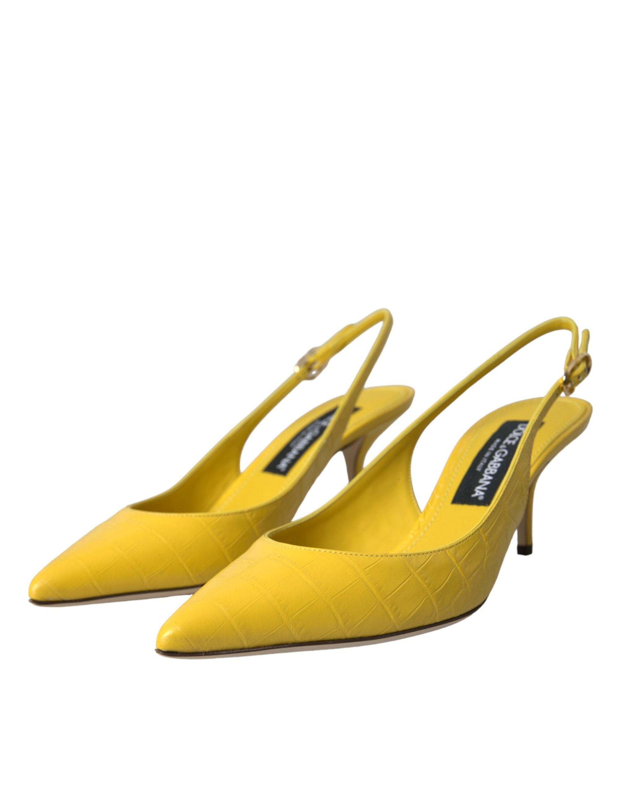 Dolce & Gabbana Yellow Leather Slingbacks Heels Women's Shoes