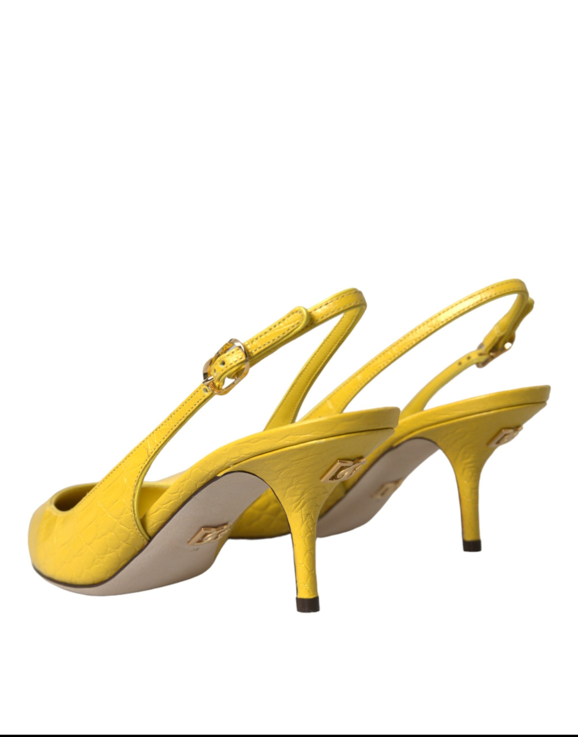 Dolce & Gabbana Yellow Leather Slingbacks Heels Women's Shoes