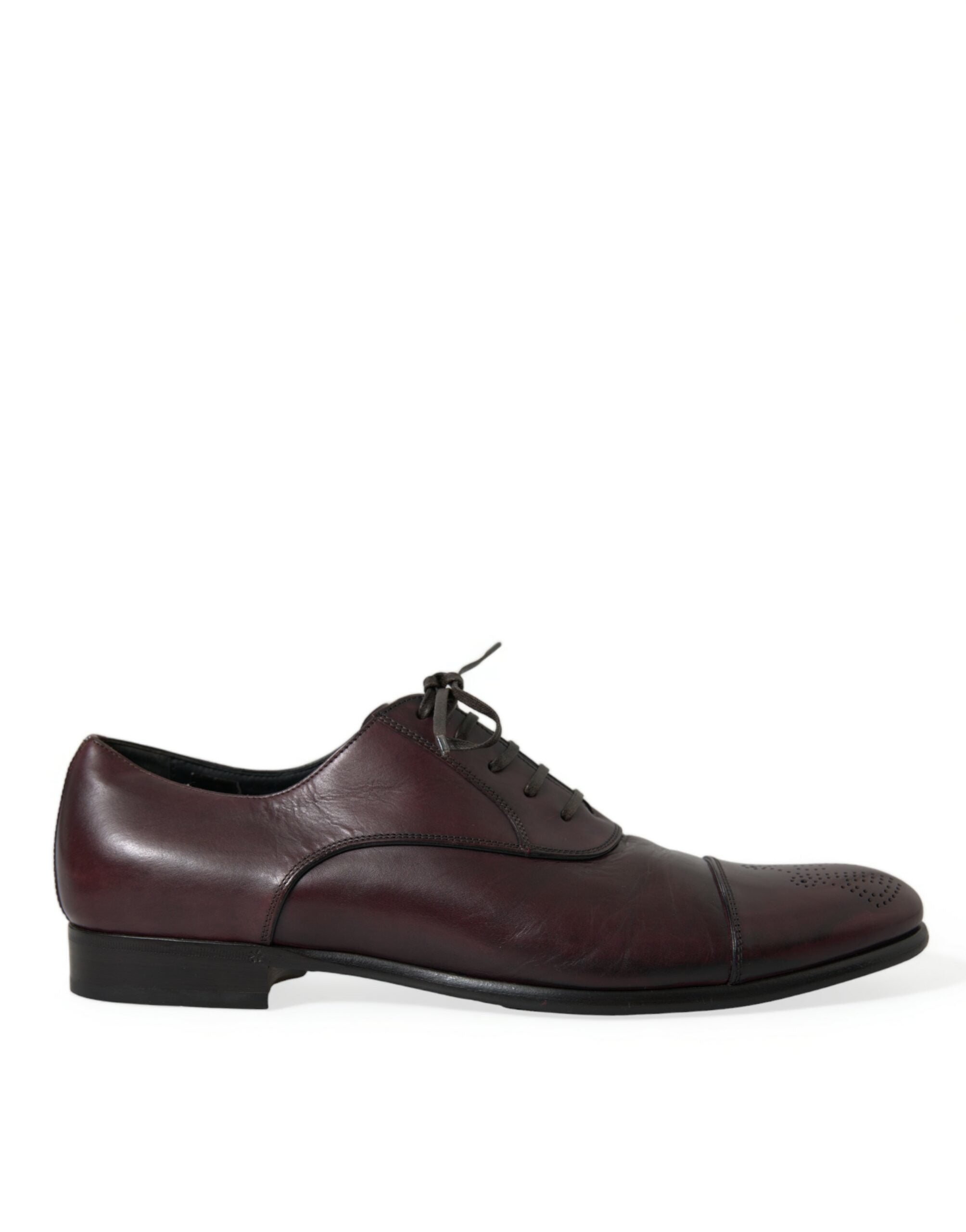 Dolce & Gabbana Elegant Burgundy Leather Derby Men's Shoes