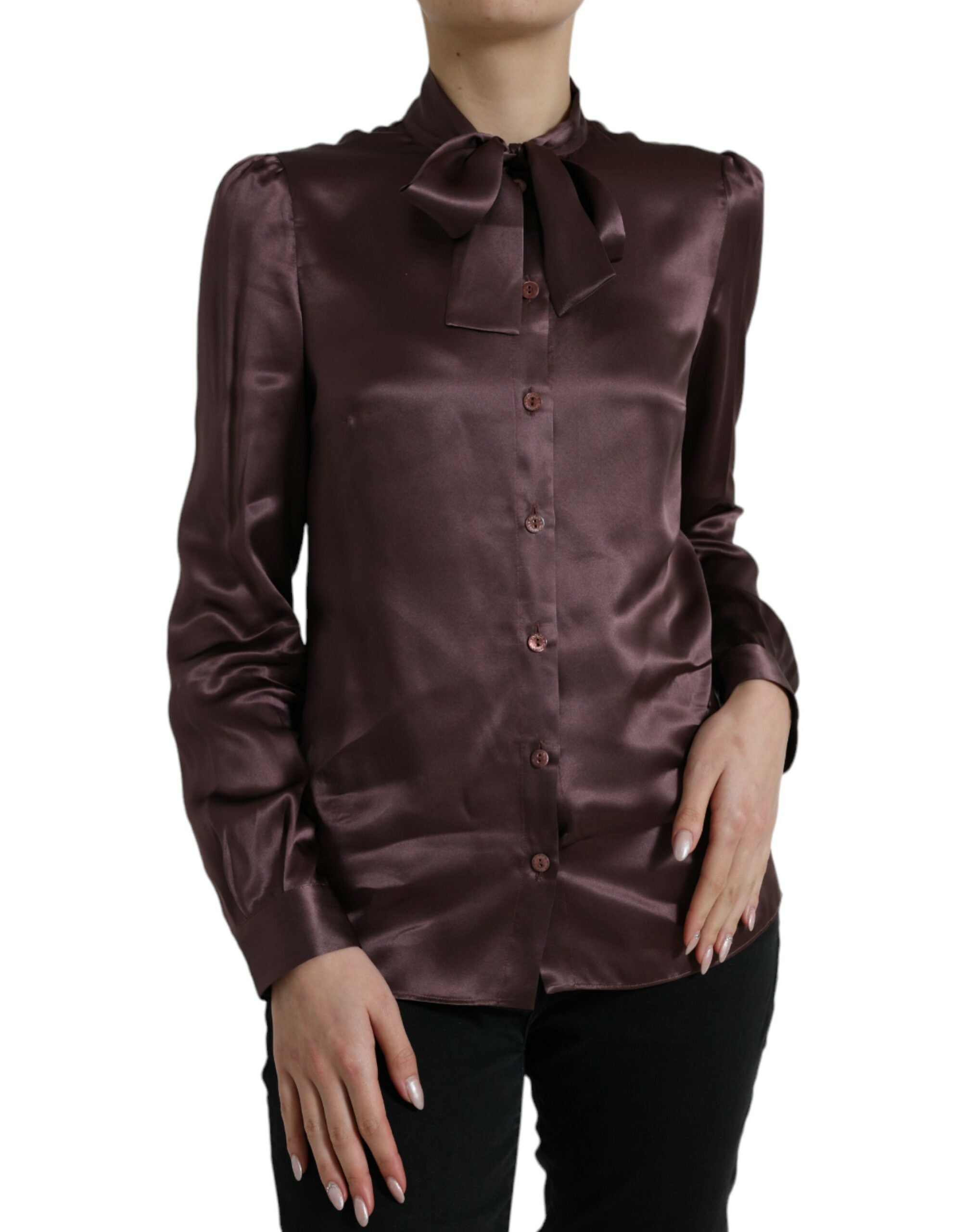 Dolce & Gabbana Elegant Silk Ascot Collar Women's Blouse