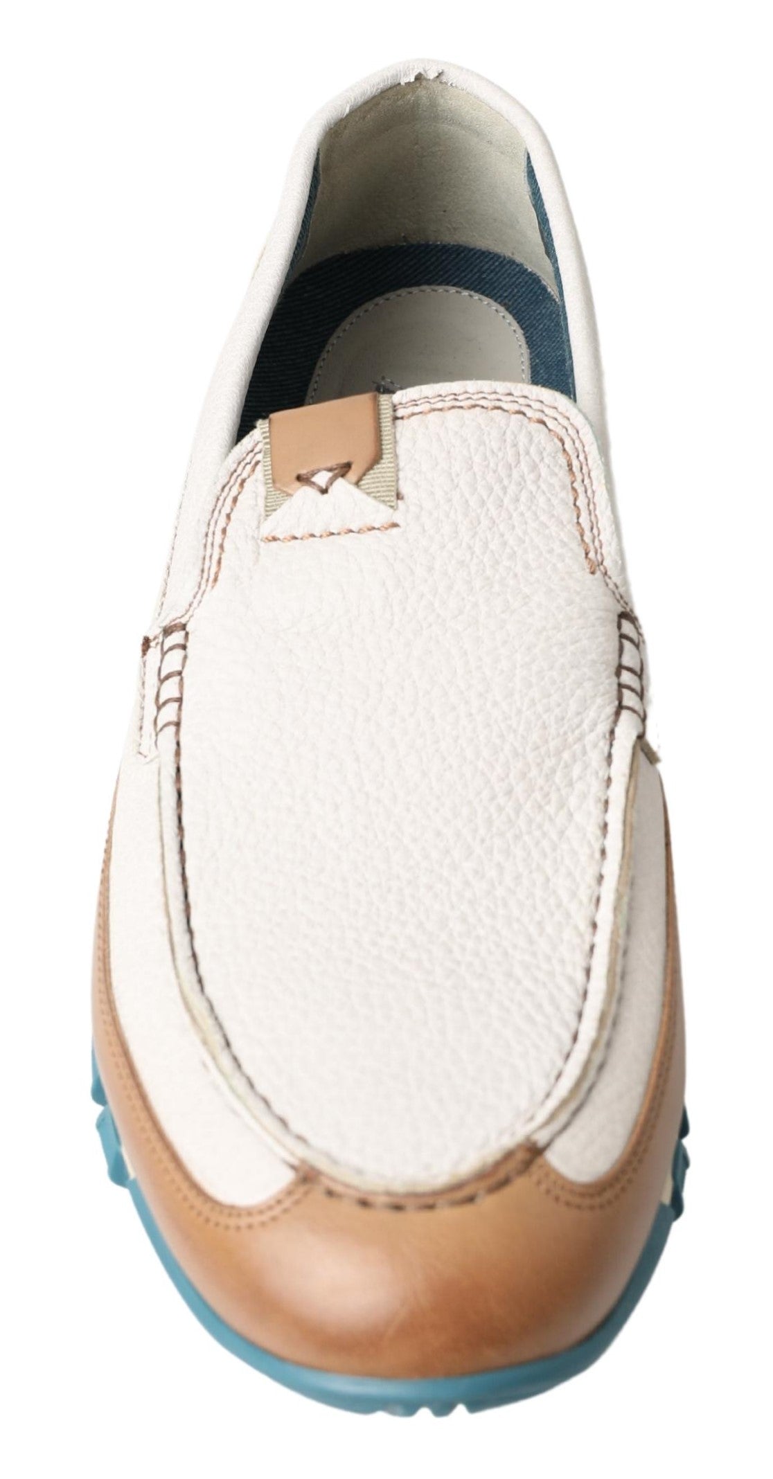 Dolce & Gabbana Elegant White Leather Slipper Men's Loafers