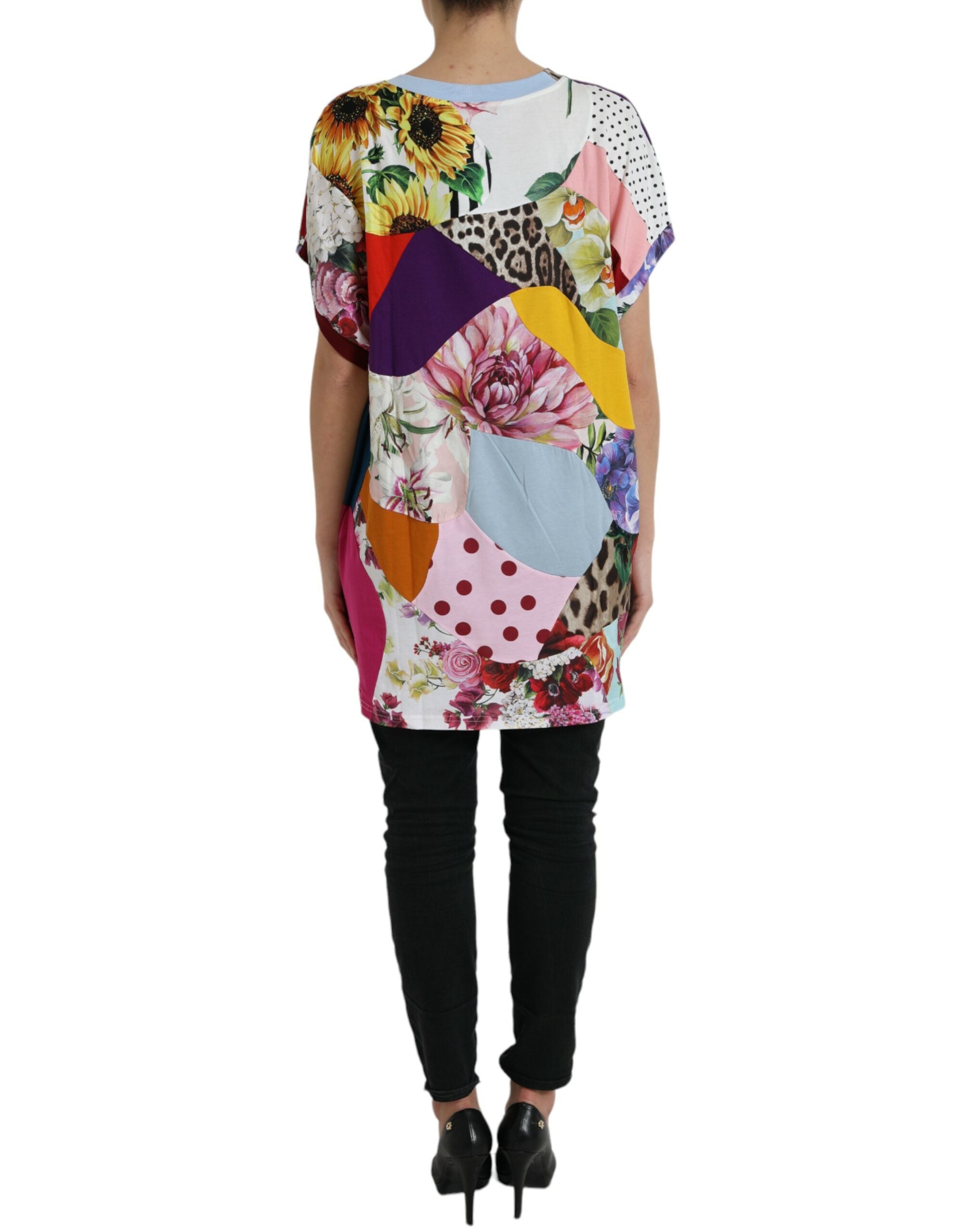 Dolce & Gabbana Multicolor Cotton Silk Patchwork Women's Blouse