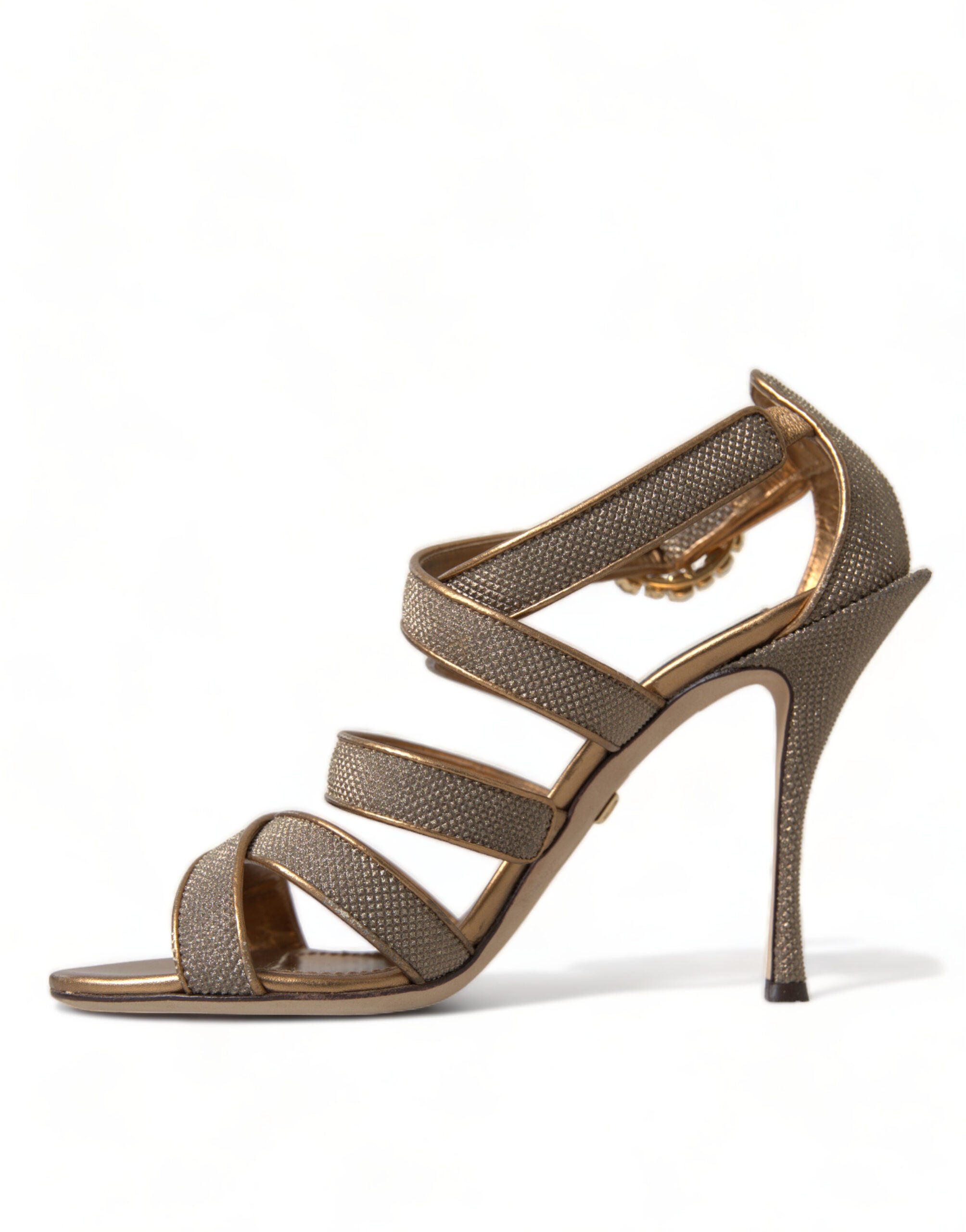 Dolce & Gabbana Bronze Crystal Stiletto Heels Women's Sandals