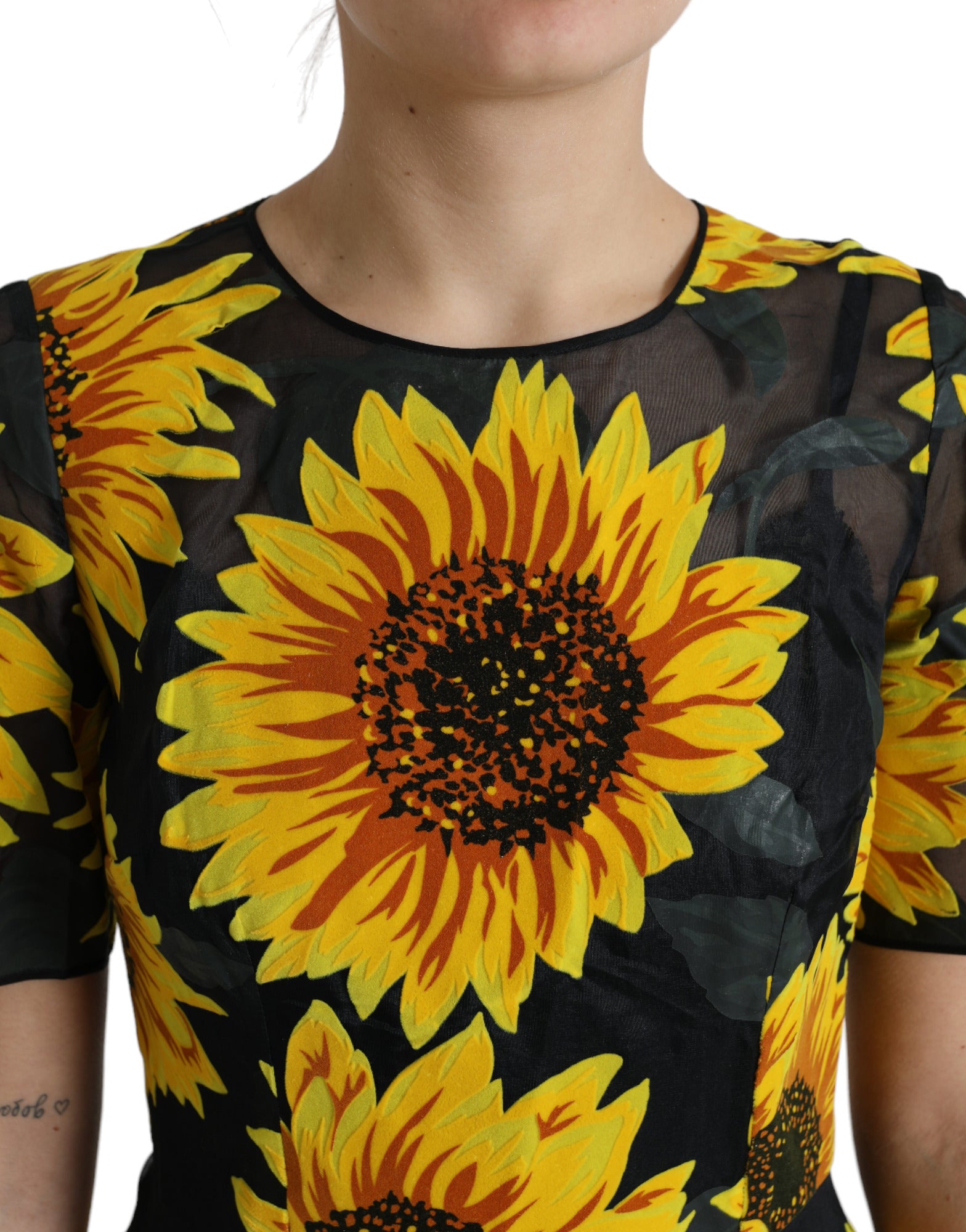 Dolce & Gabbana Summery Sunflower A-Line Midi Women's Dress